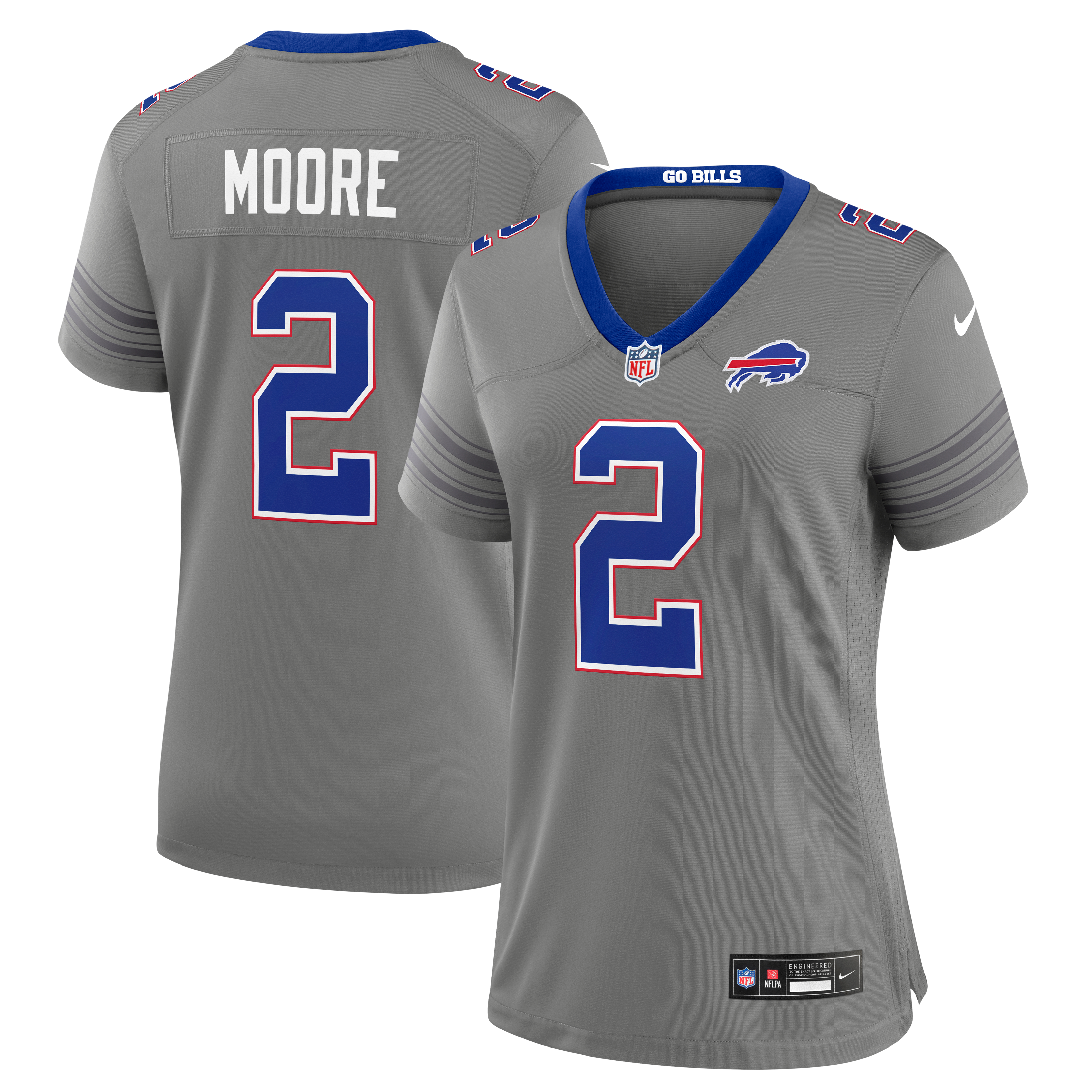 Women's Nike D.J. Moore Gray Buffalo Bills Alternate Game Jersey