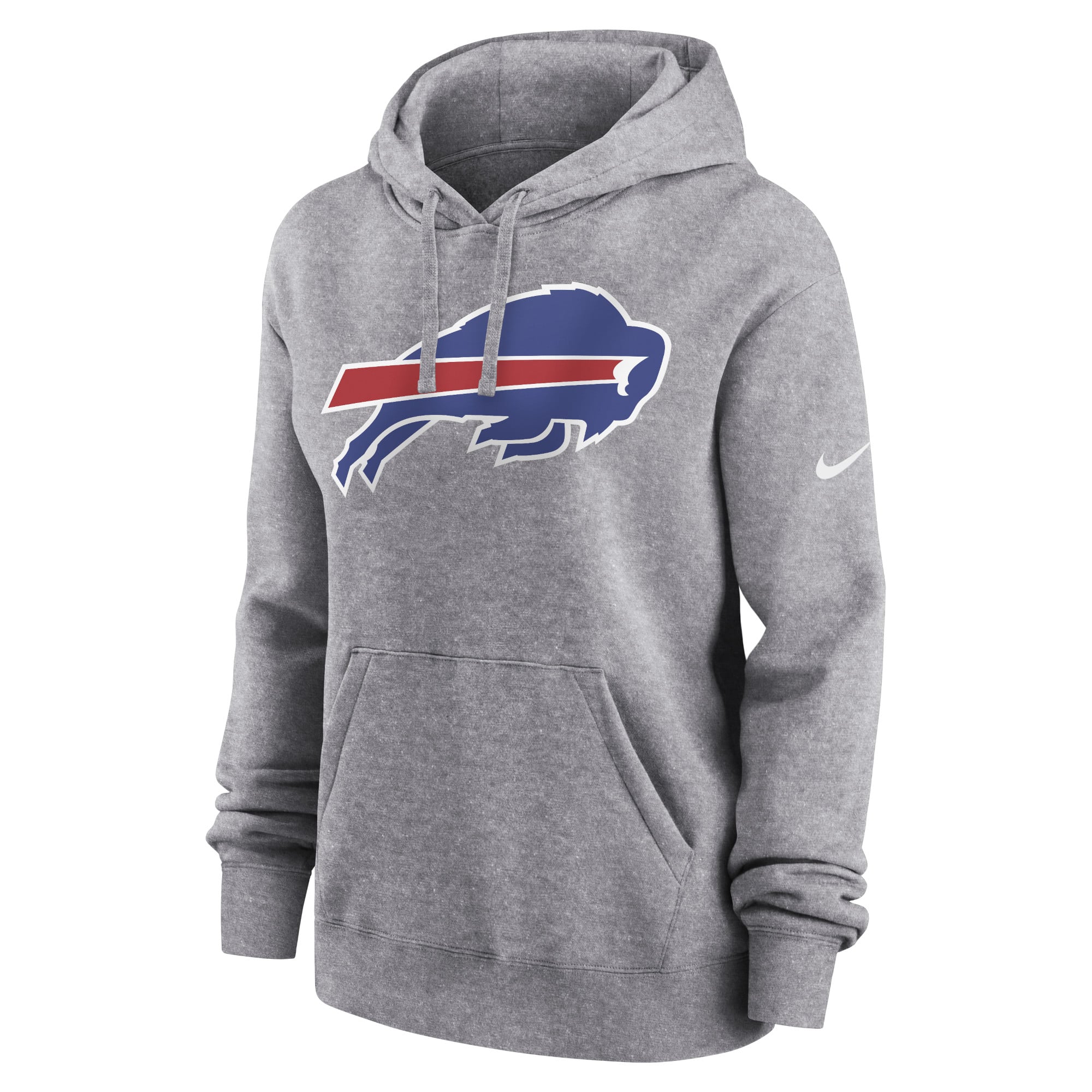 Sweat à capuche en polaire Nike Club pour femme, gris chiné, logo de l'équipe des Buffalo Bills