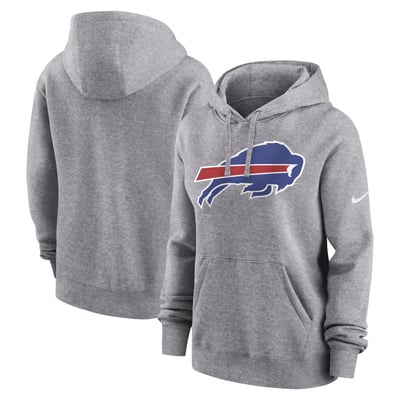 Buffalo Bills Nike Women's Team Logo Club Fleece Pullover Hoodie - Heather Gray