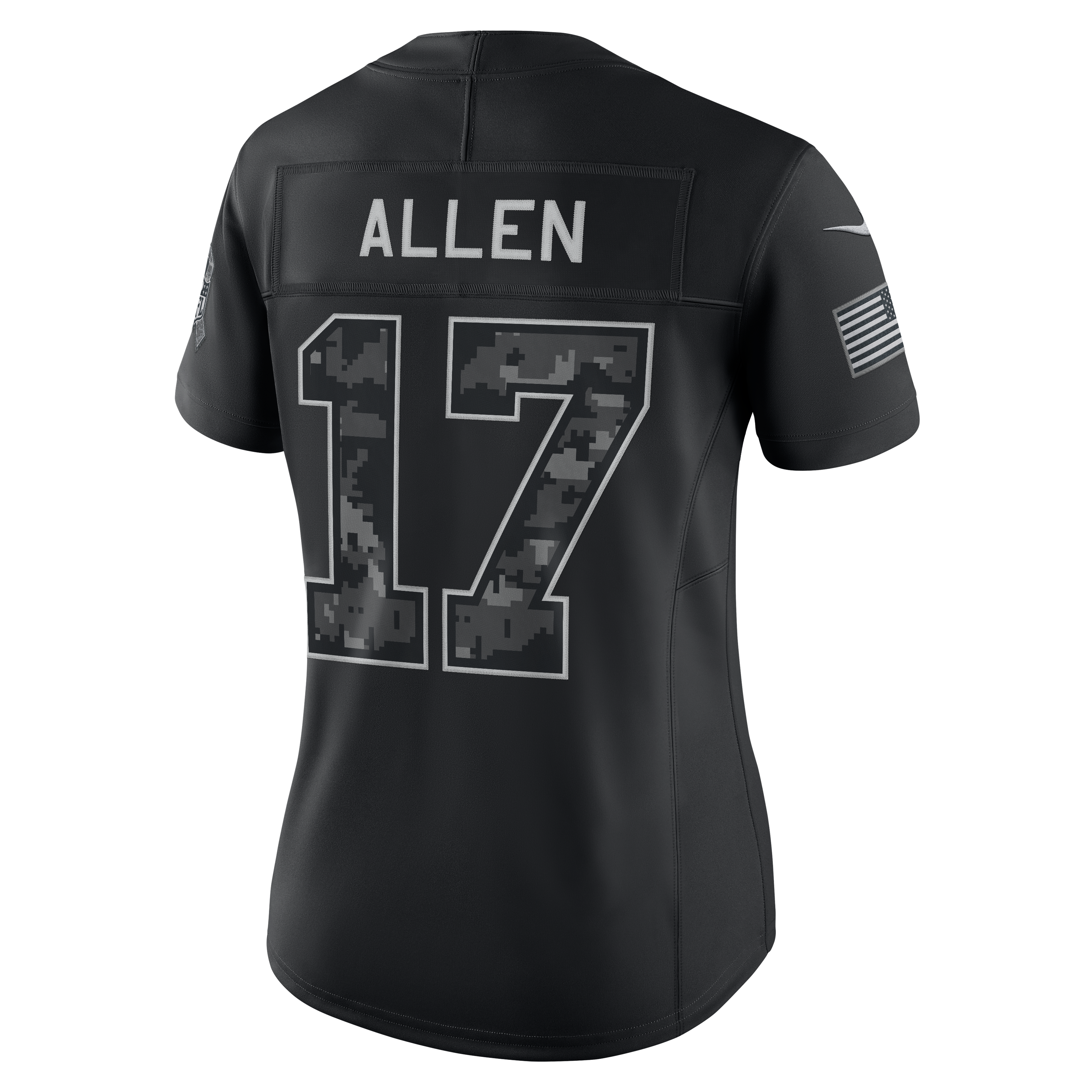 Maillot Nike Josh Allen noir Buffalo Bills 2026 Salute to Service pour femme, édition limitée cousue