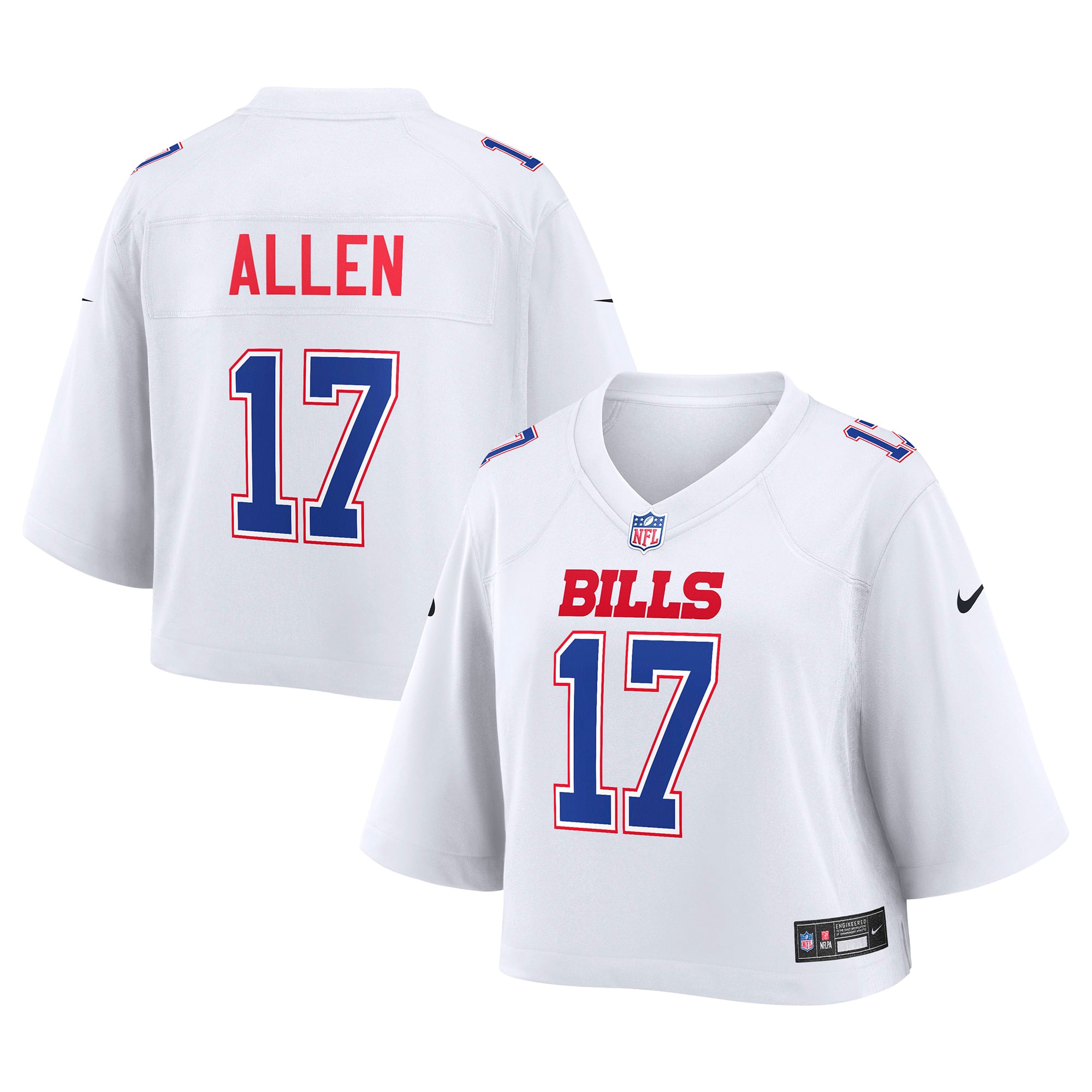 Women's Nike Josh Allen White Buffalo Bills Cropped Fashion Game Jersey