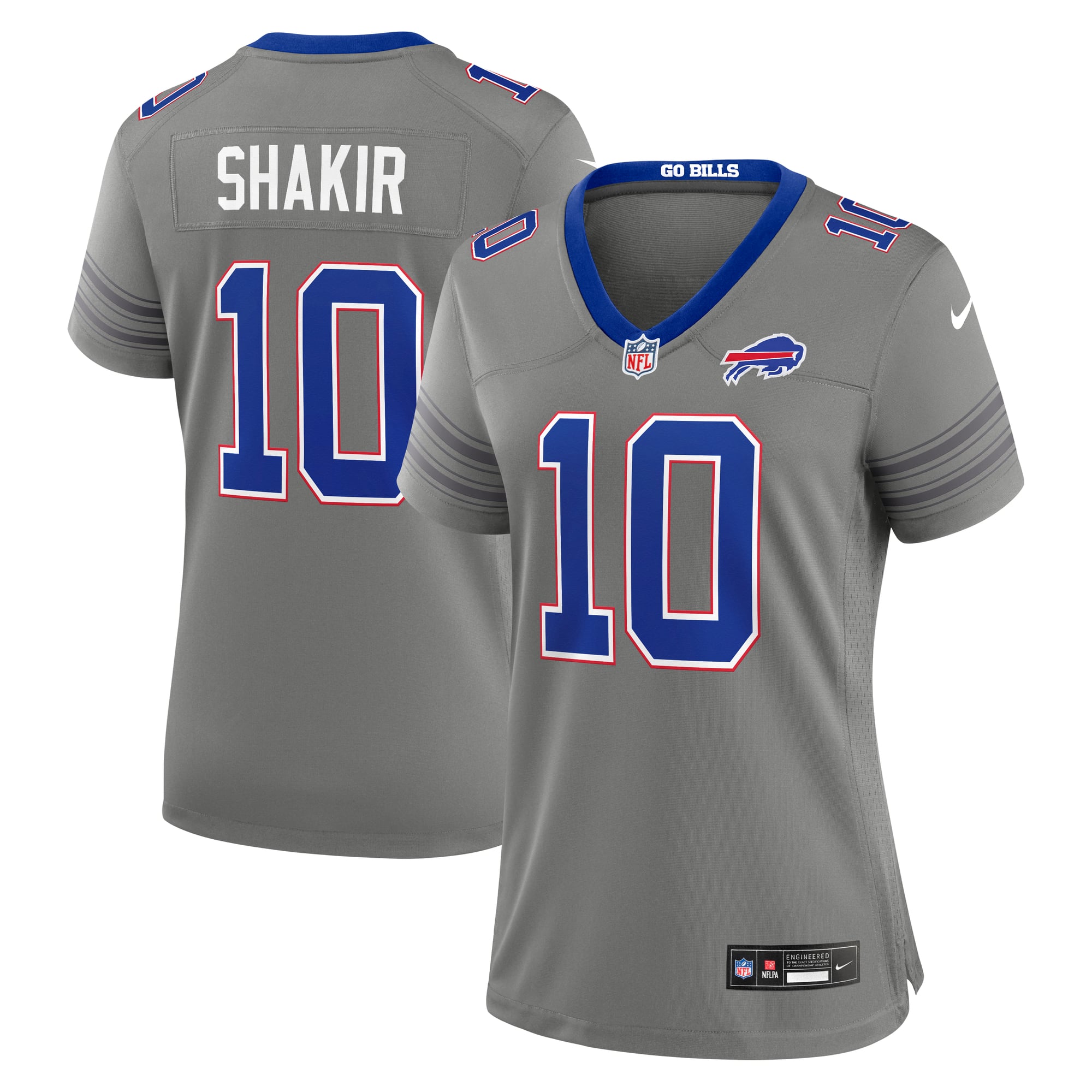 Maillot de match Nike Khalil Shakir gris Buffalo Bills Nickel City pour femmes