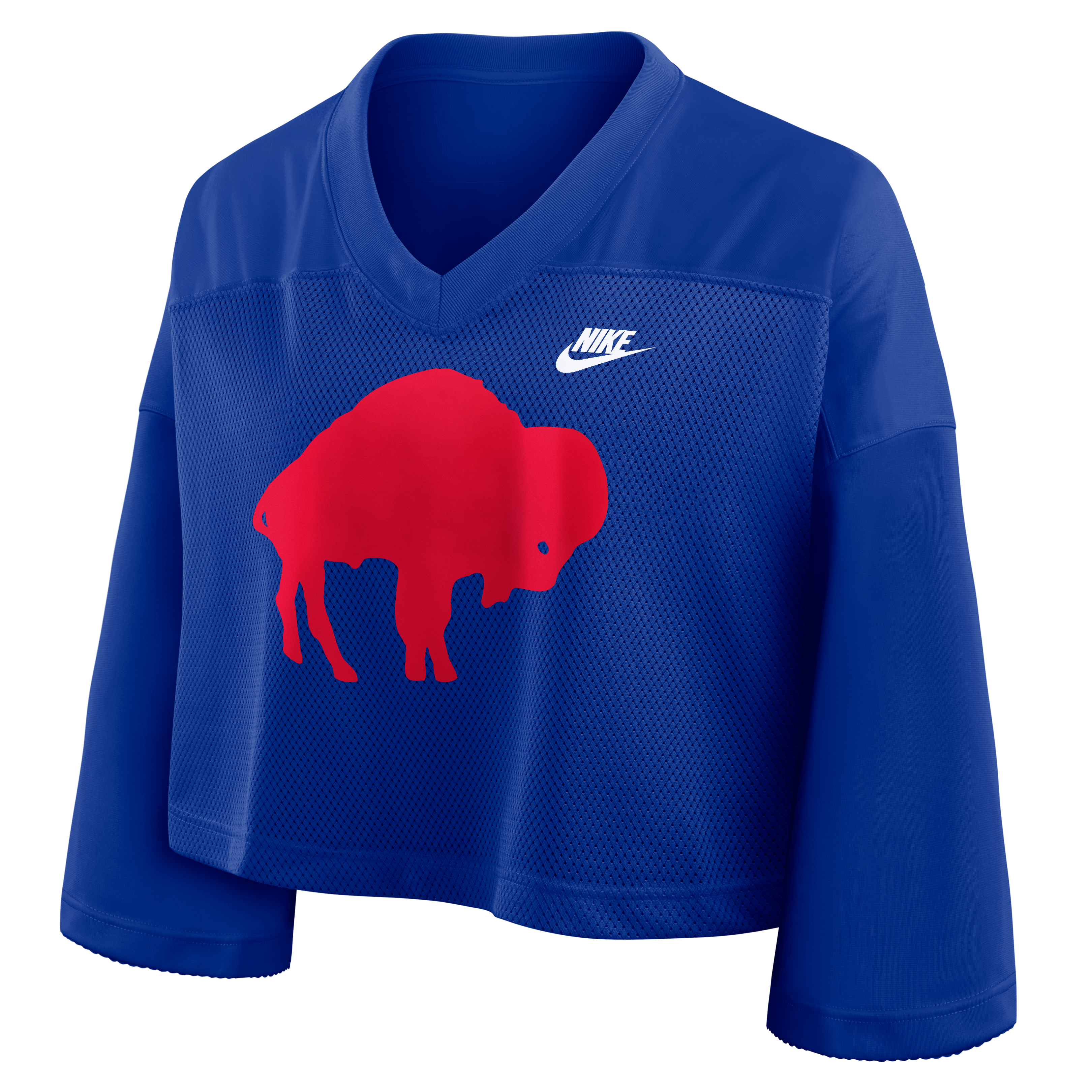 Women's Nike Royal Buffalo Bills Rewind Cropped Mesh Dri-FIT Fashion Jersey