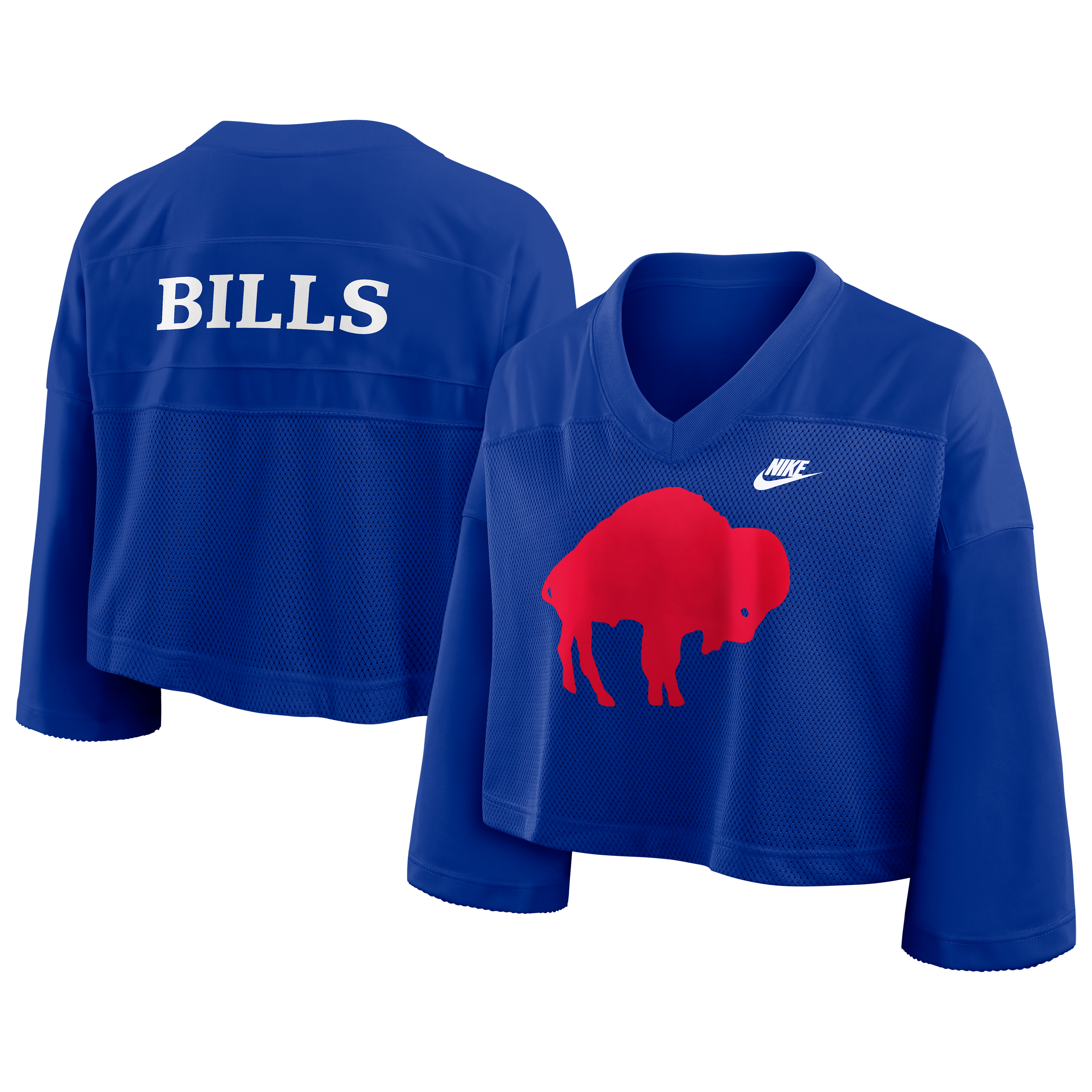 Women's Nike Royal Buffalo Bills Rewind Cropped Mesh Dri-FIT Fashion Jersey