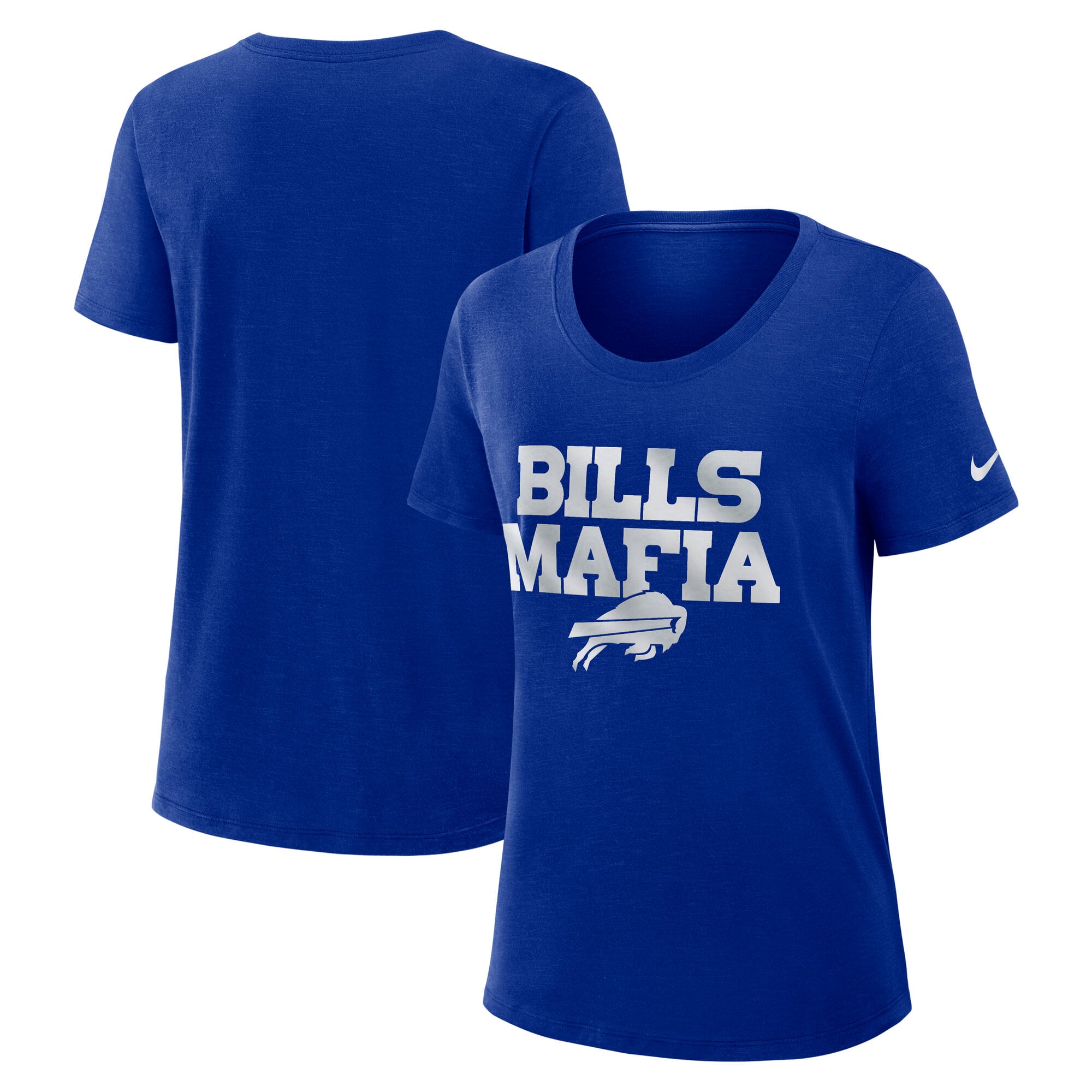 T-shirt Nike Royal Buffalo Bills Rivalries Collection pour femmes, en tissu flammé Dri-FIT