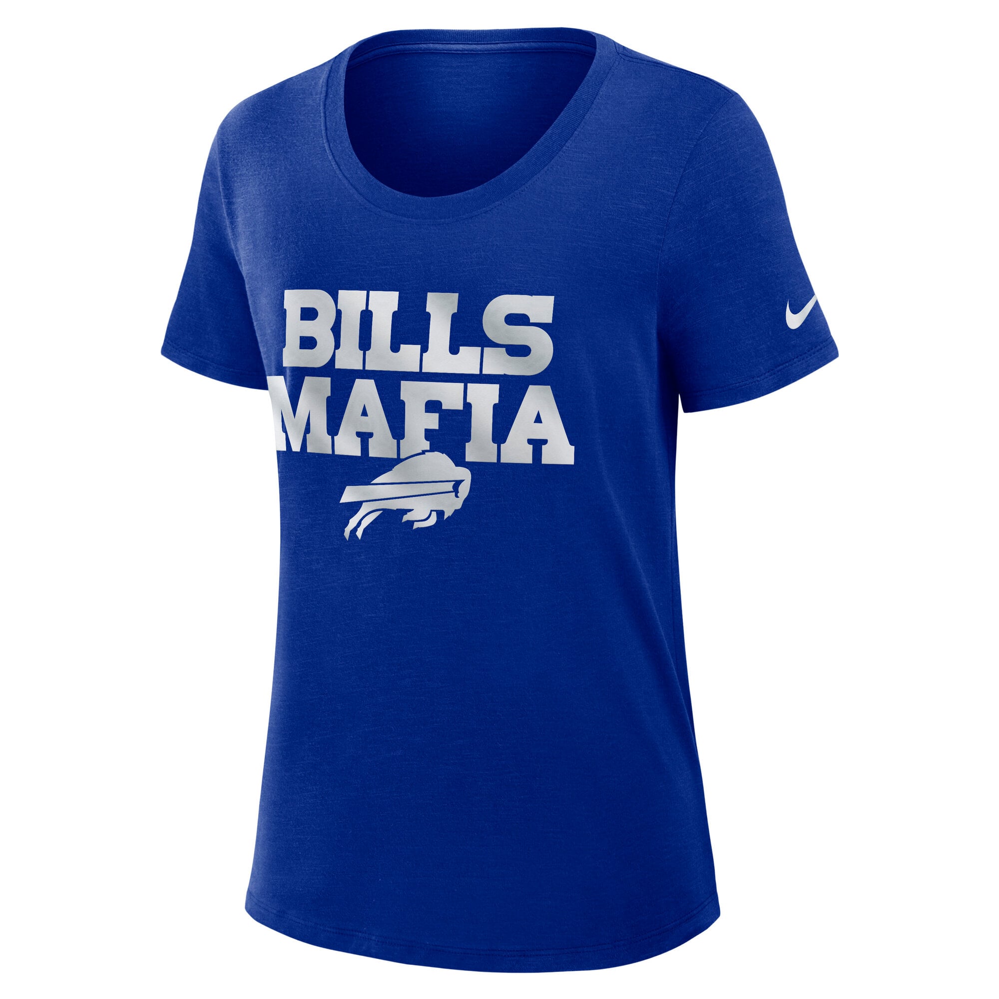 T-shirt Nike Royal Buffalo Bills Rivalries Collection pour femmes, en tissu flammé Dri-FIT