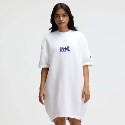  Buffalo Bills Nike Women's Rivalries Collection Oversized Tech Fleece Dress - White