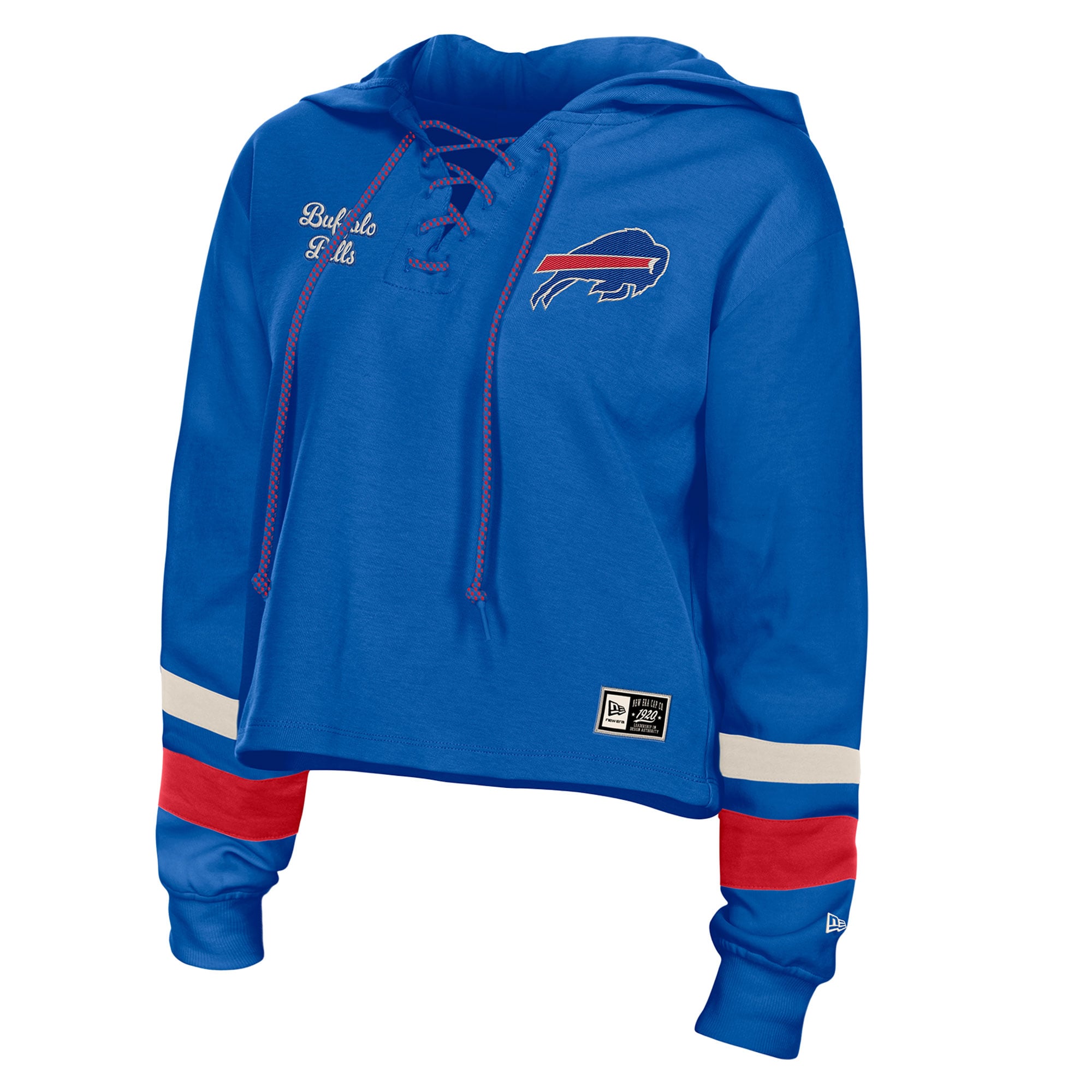 Sweat à capuche rétro lacets New Era Royal Buffalo Bills pour femmes grandes tailles