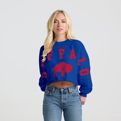 Buffalo Bills Spirit Jersey Women's Cropped Long Sleeve T-Shirt - Royal