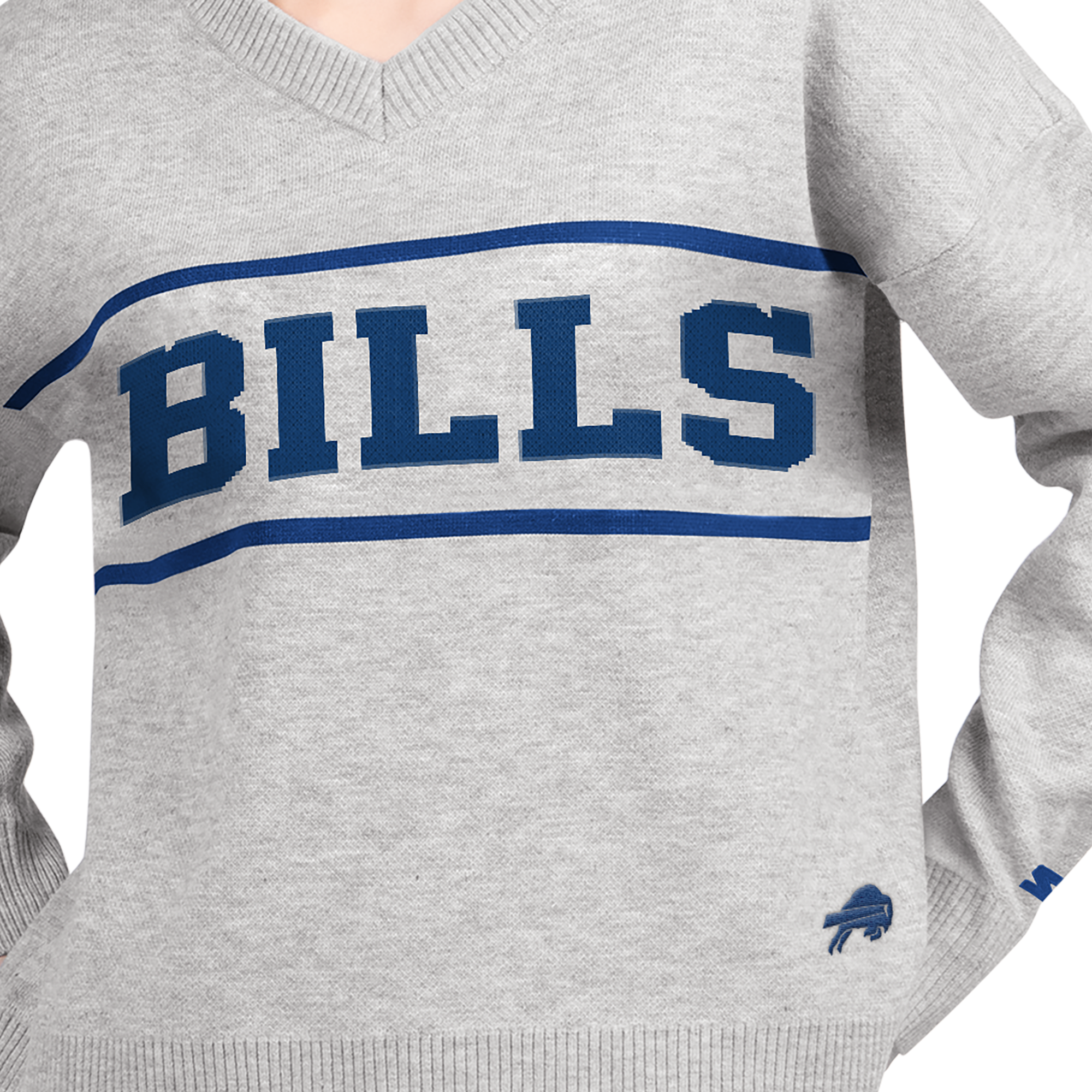 Pull à col en V Starter gris Buffalo Bills Best Shot pour femme