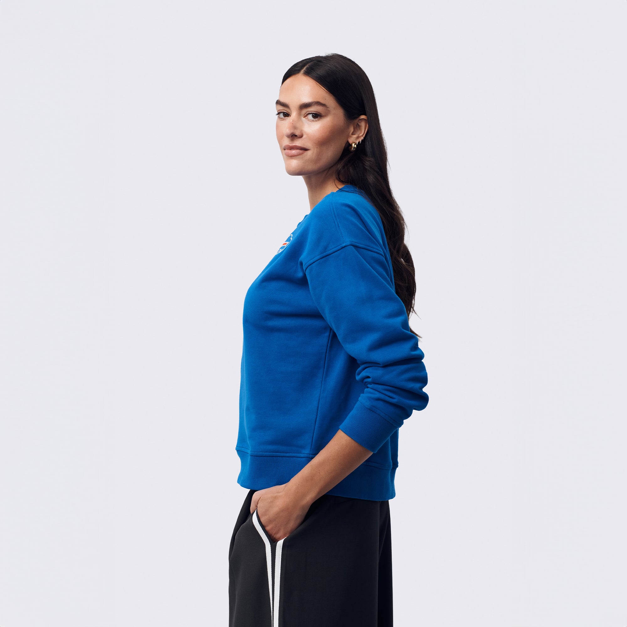 Pull en coton classique à manches courtes Terez Royal Buffalo Bills Football Stitch pour femme