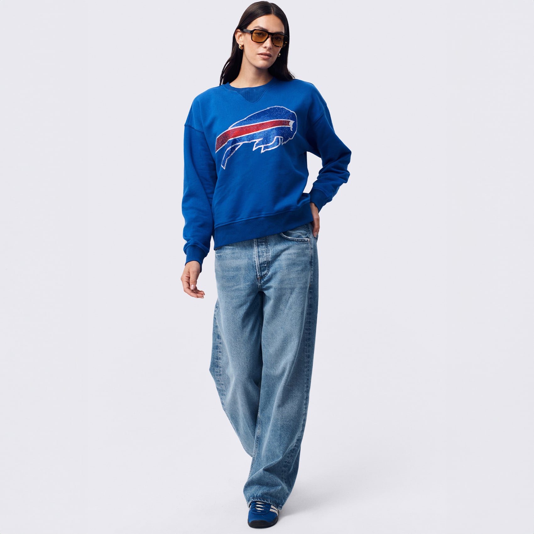 Sweat-shirt à capuche Terez Royal Buffalo Bills pour femme, orné d'un logo en pierre précieuse