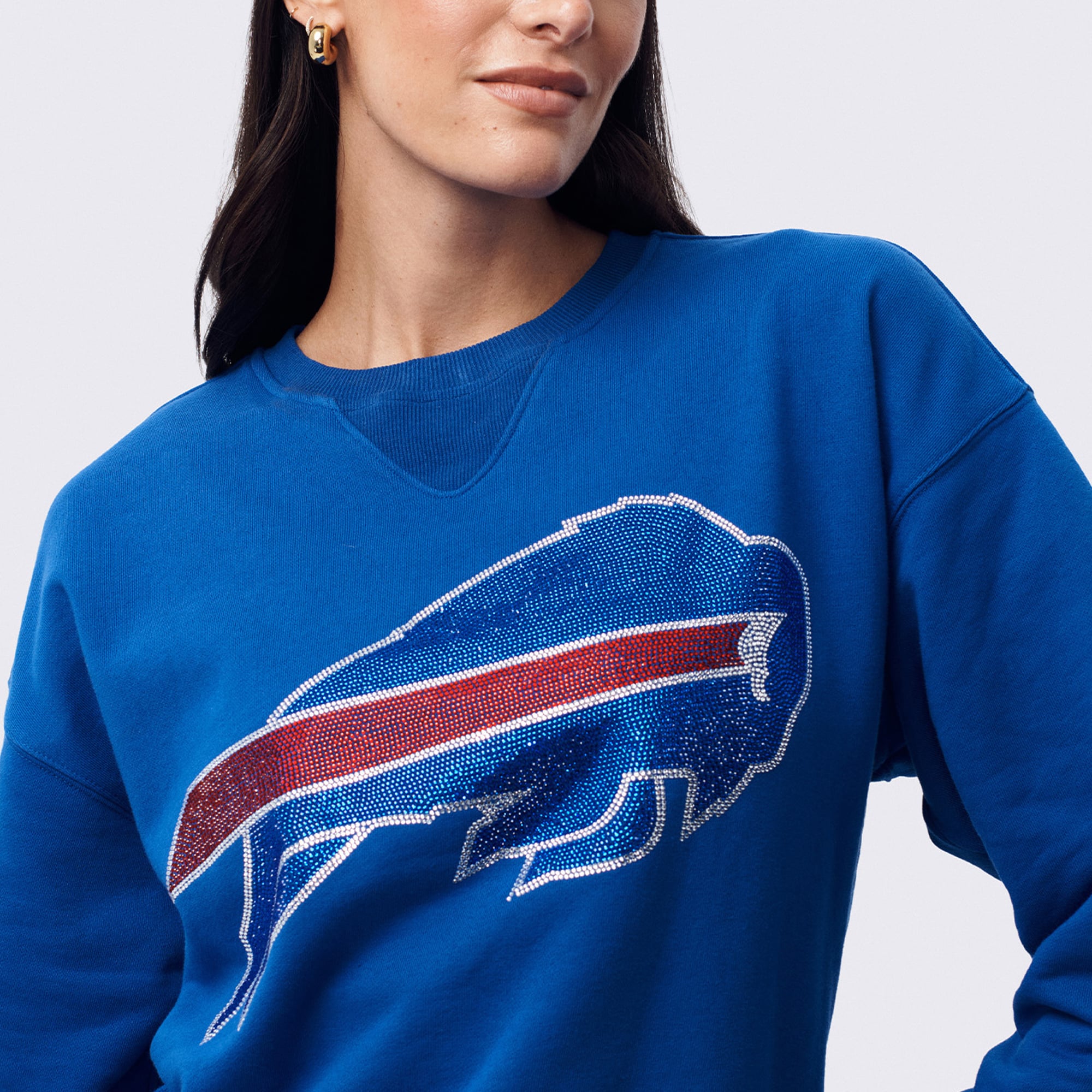 Sweat-shirt à capuche Terez Royal Buffalo Bills pour femme, orné d'un logo en pierre précieuse