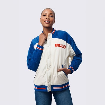  Buffalo Bills Terez Women's Double Yoke Bomber Jacket - White