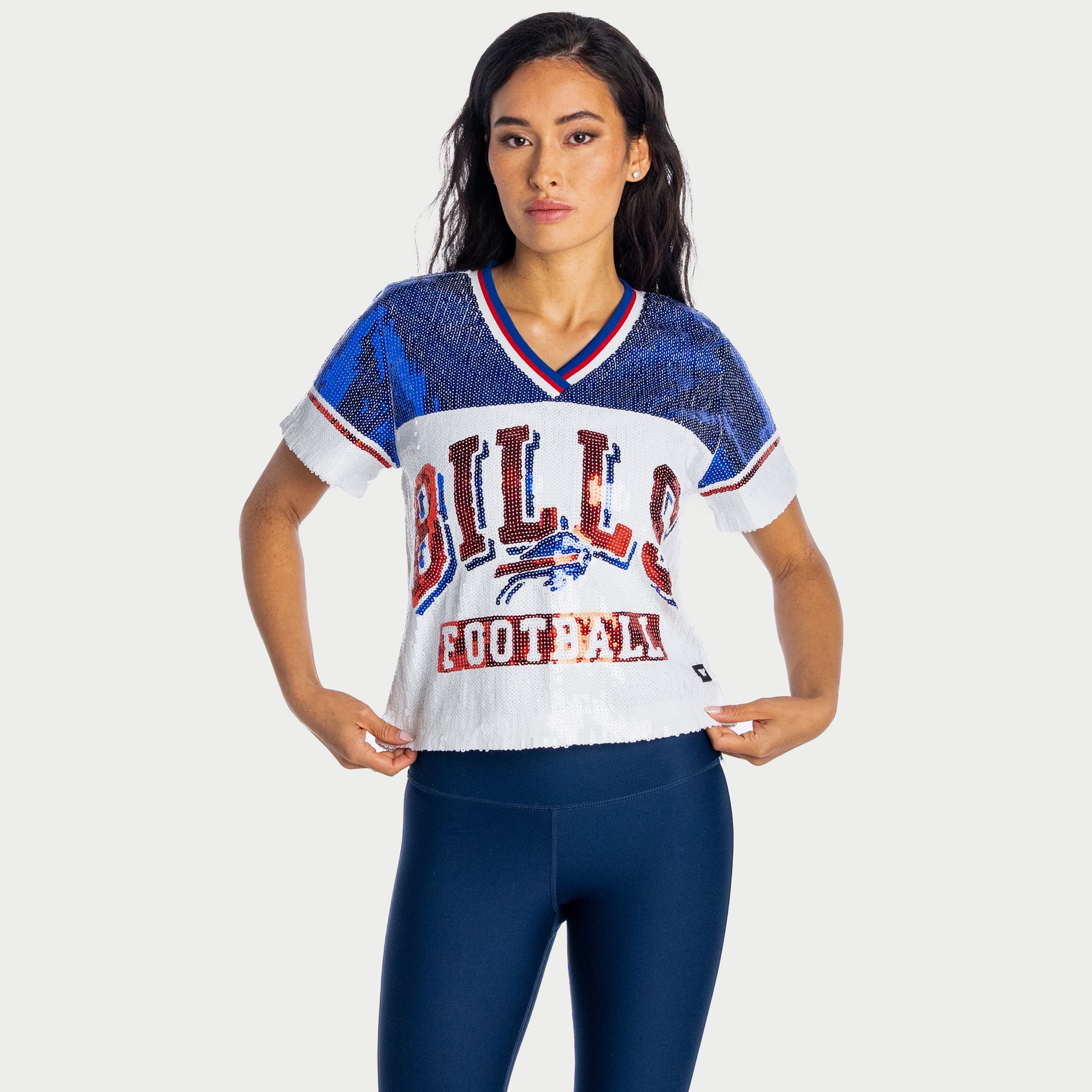 Haut à sequins col en V pour femme The Wild Collective Blue Buffalo Bills