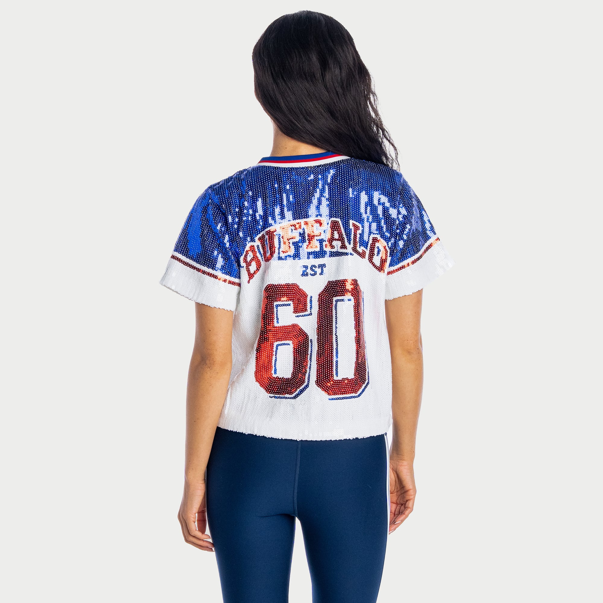 Haut à sequins col en V pour femme The Wild Collective Blue Buffalo Bills