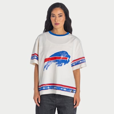  Buffalo Bills The Wild Collective Women's Oversized Established Boyfriend T-Shirt - Cream