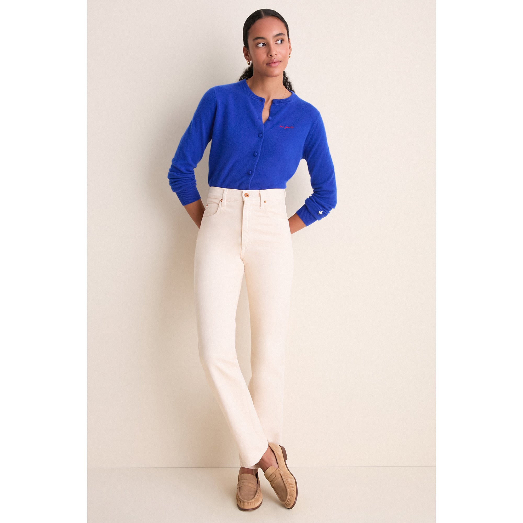 Women's Tuckernuck Royal Buffalo Bills Full-Button Cashmere Cardigan