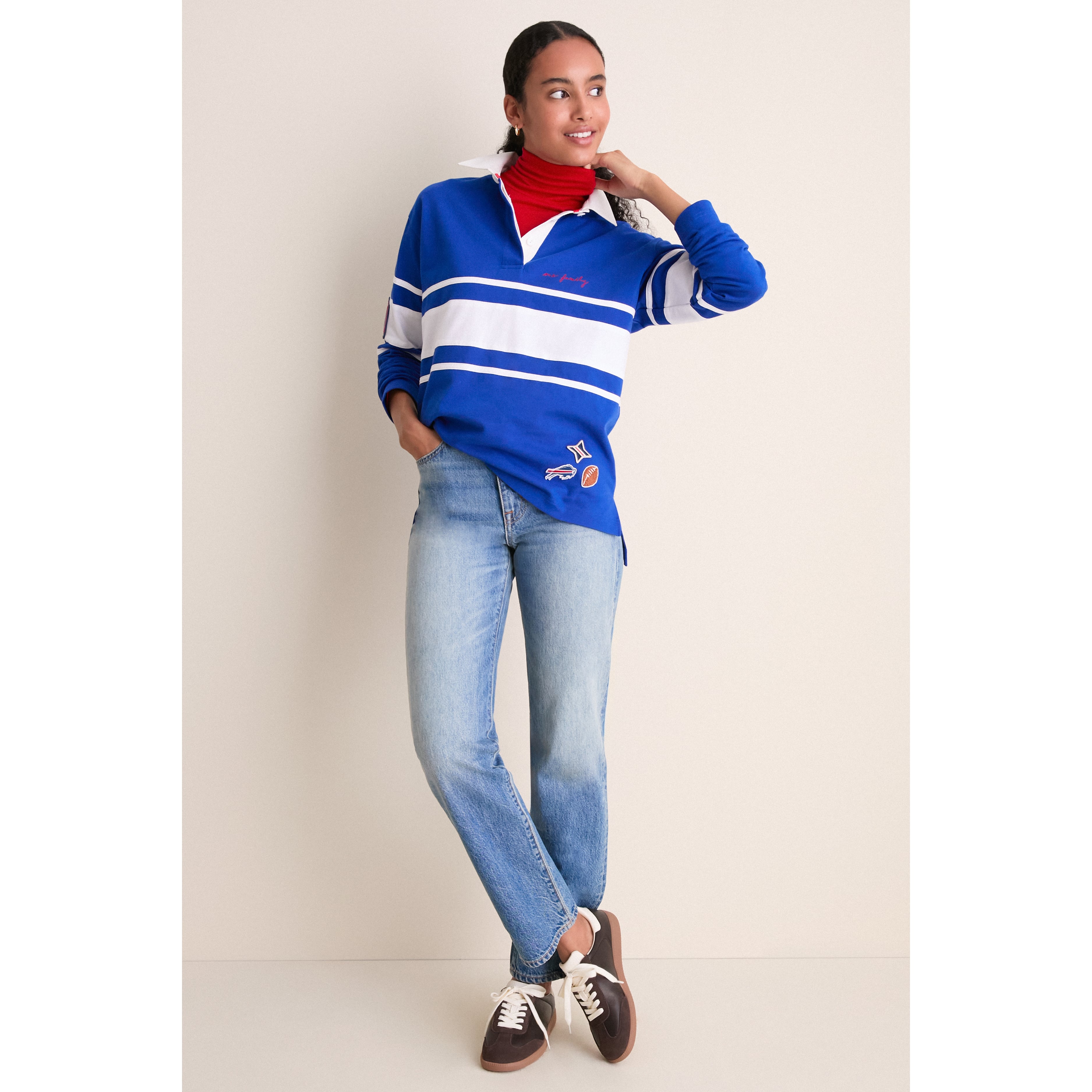 Polo de rugby à manches longues Tuckernuck Royal Buffalo Bills pour femme