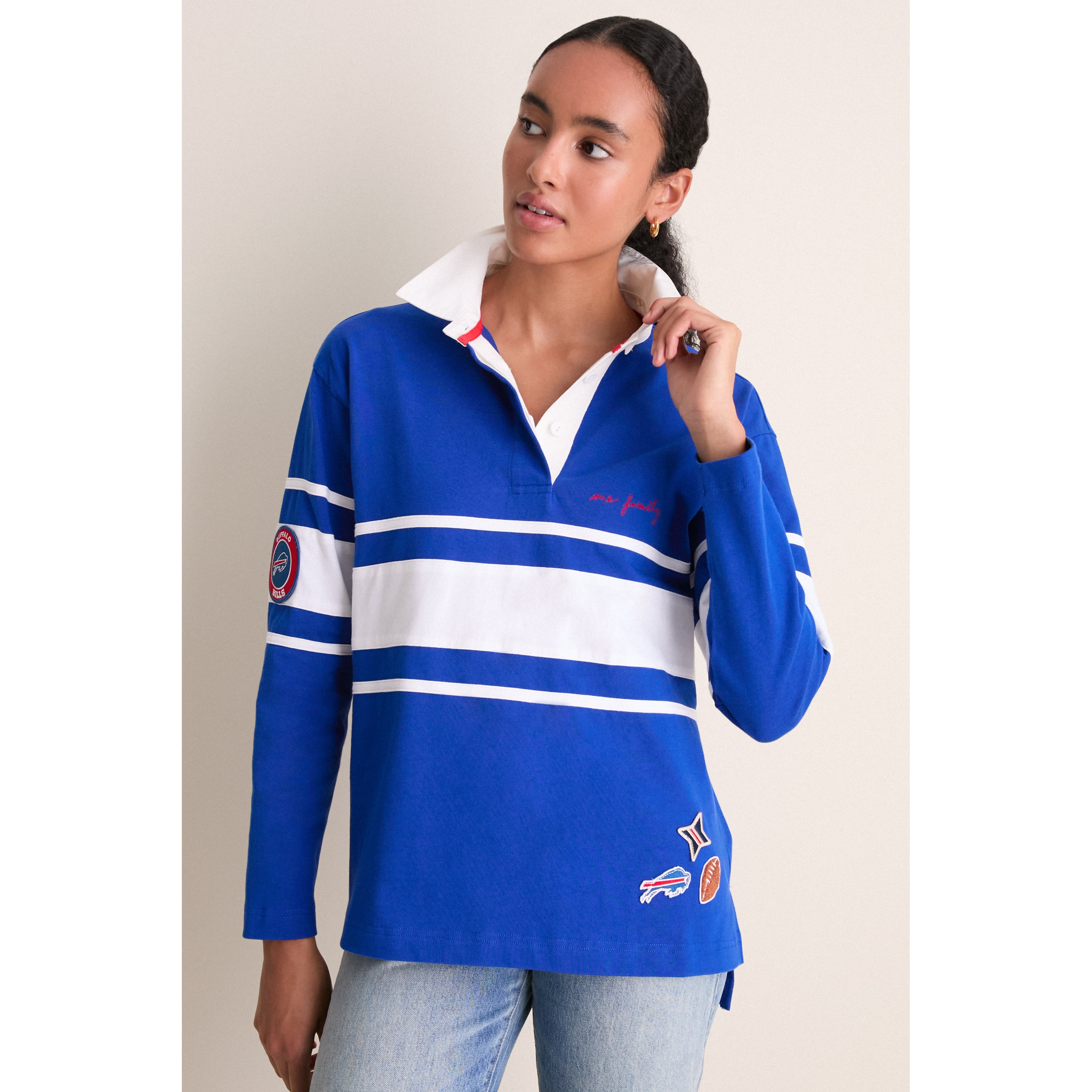 Polo de rugby à manches longues Tuckernuck Royal Buffalo Bills pour femme