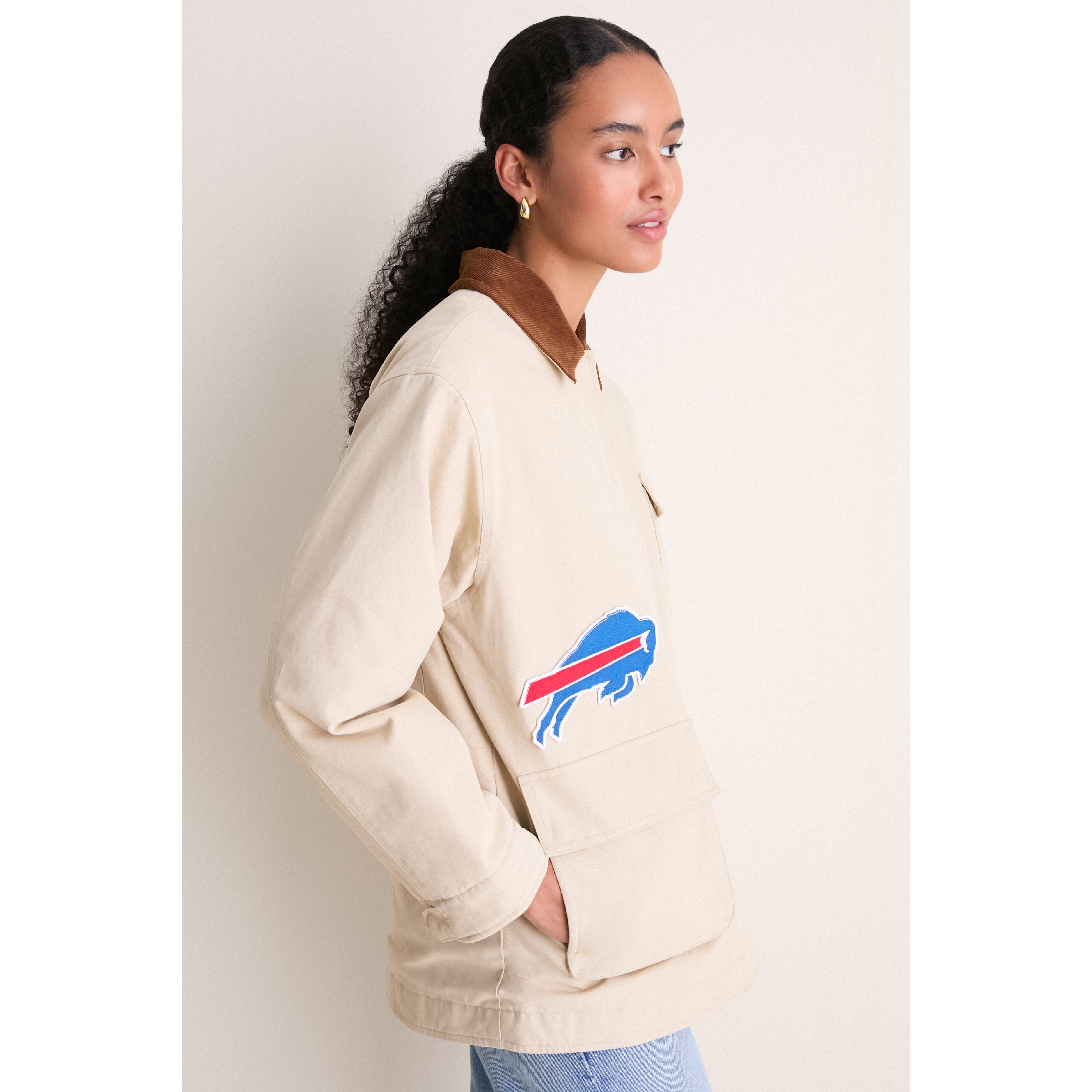 Veste de grange Tuckernuck Stone Buffalo Bills pour femme, à boutons-pression.