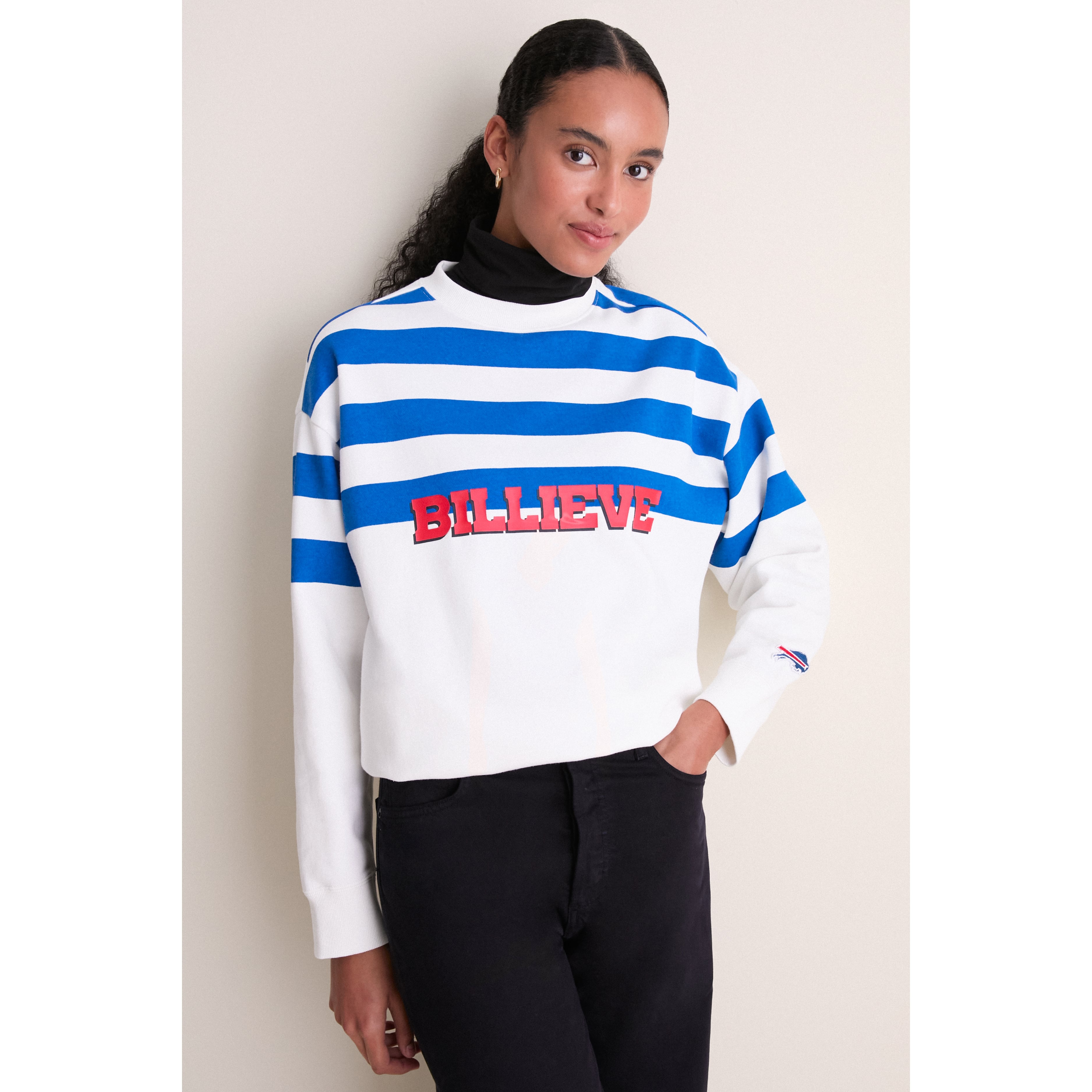 Sweat-shirt rayé blanc/bleu roi Tuckernuck pour femme