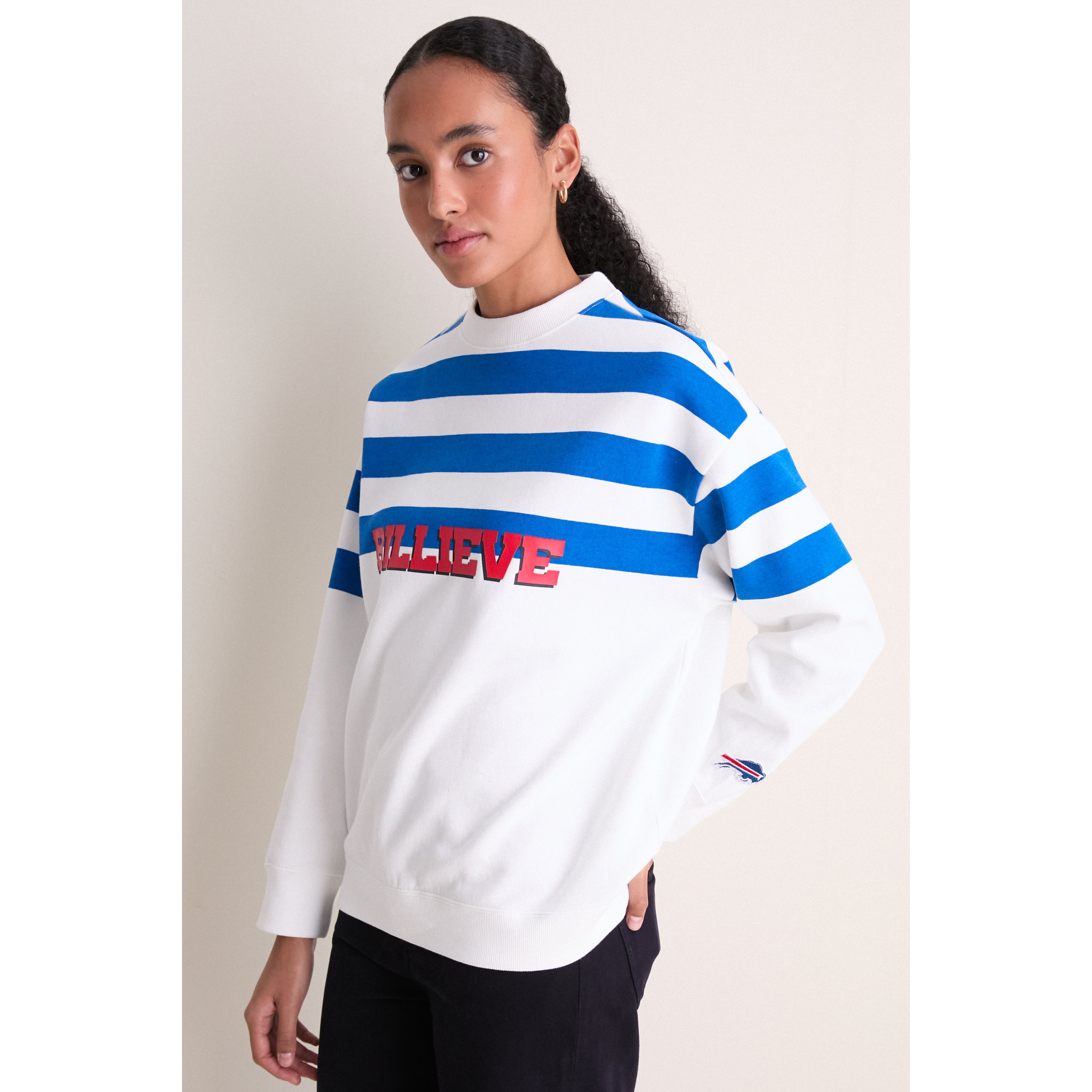 Sweat-shirt rayé blanc/bleu roi Tuckernuck pour femme