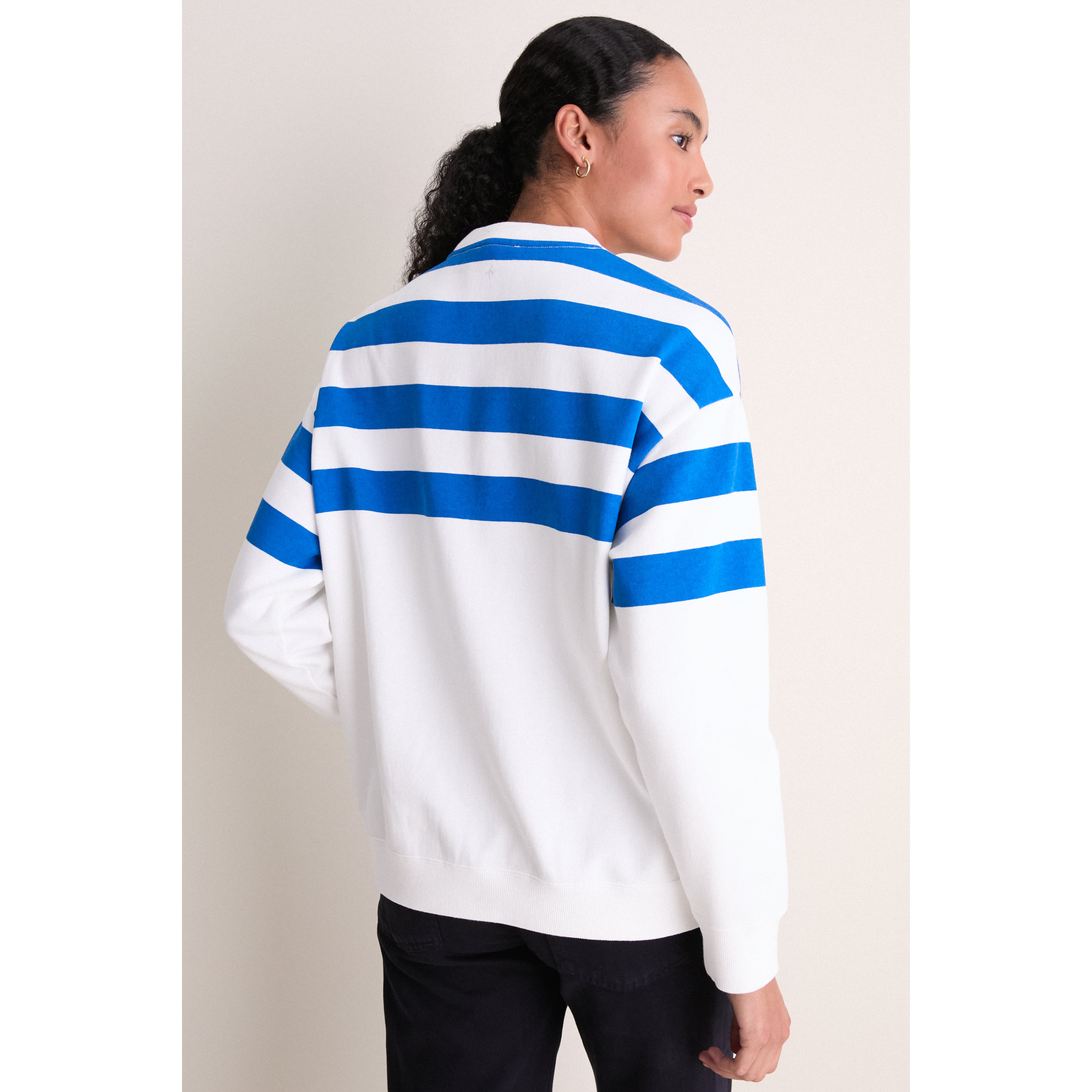 Sweat-shirt rayé blanc/bleu roi Tuckernuck pour femme