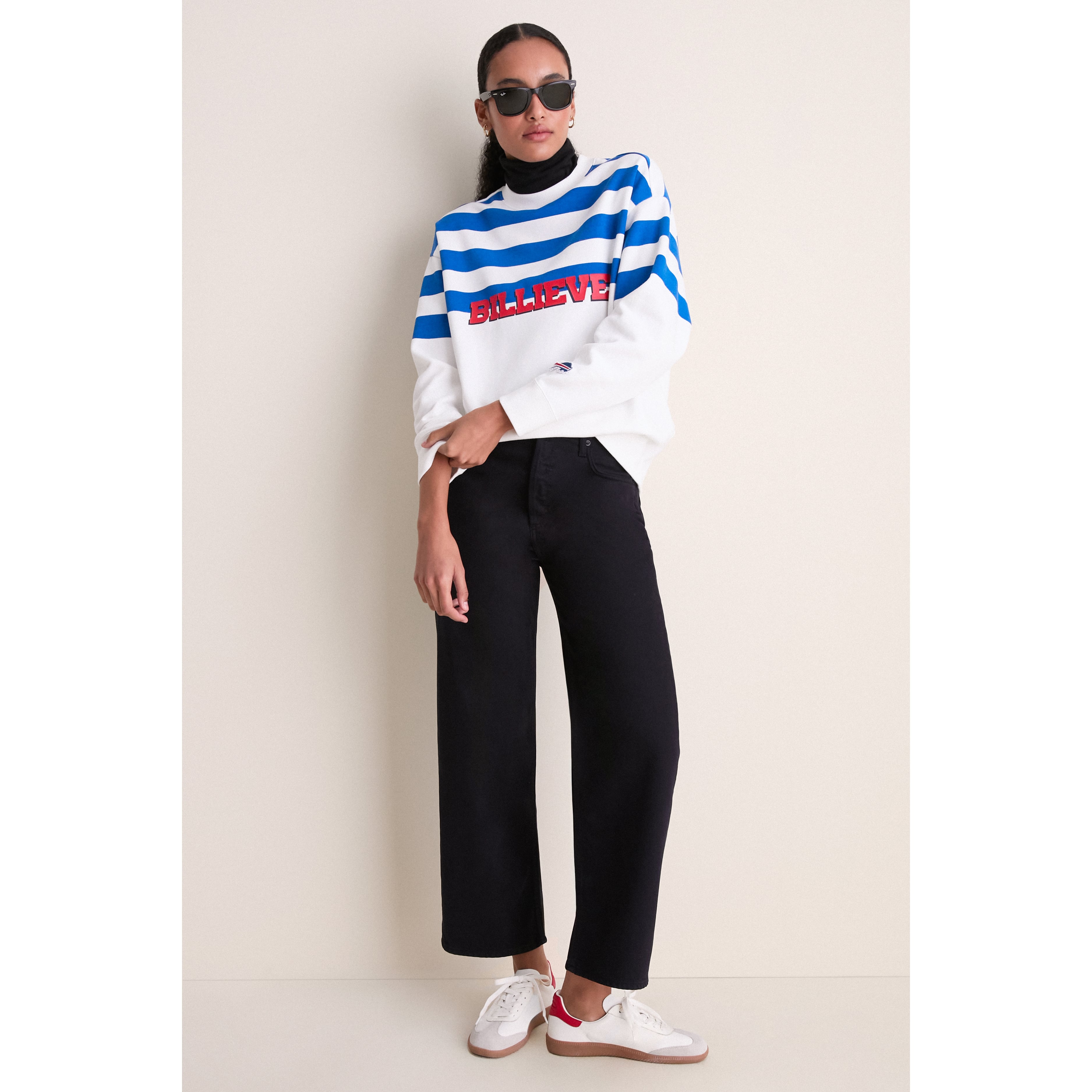 Sweat-shirt rayé blanc/bleu roi Tuckernuck pour femme