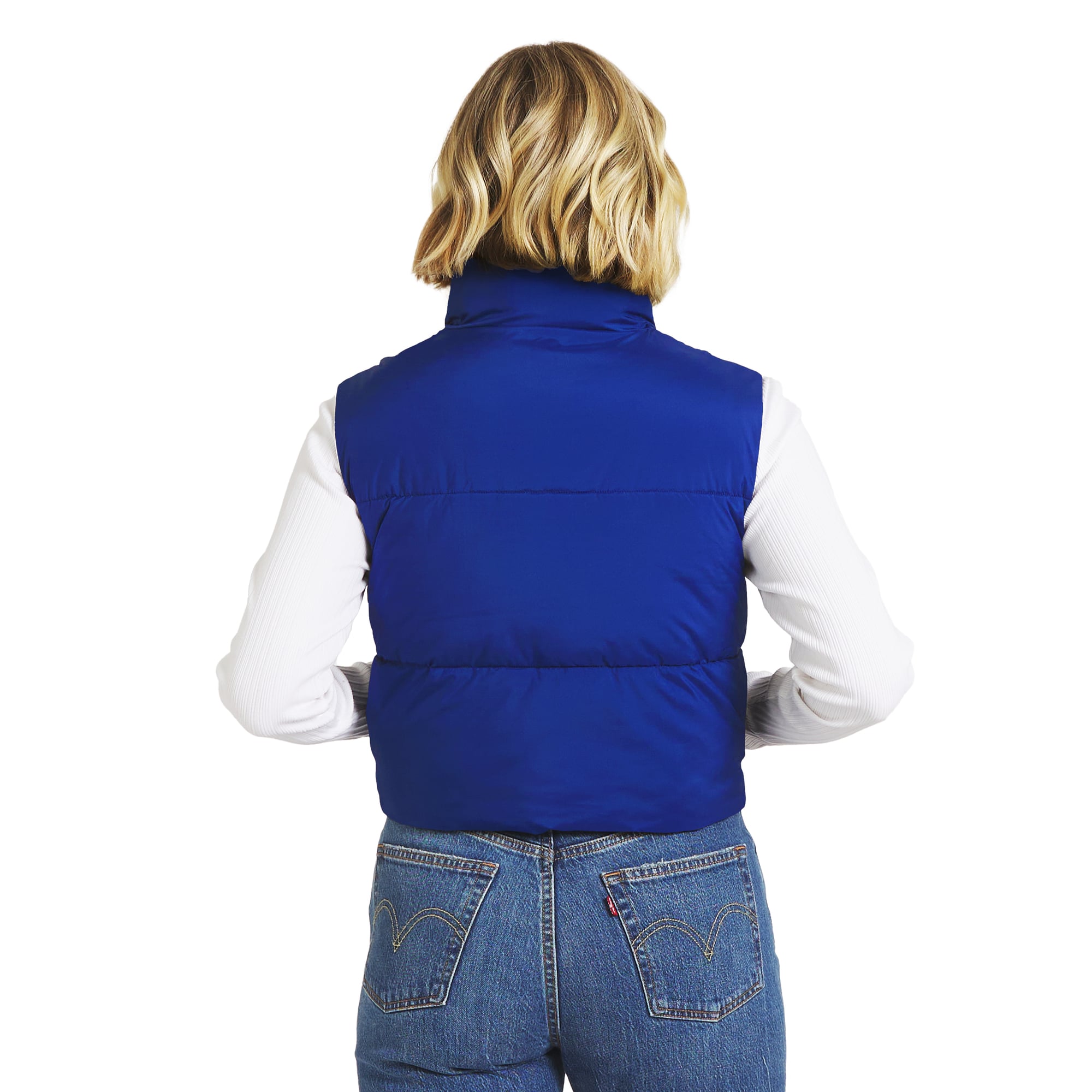 Gilet sans manches court zippé Royal Buffalo Bills de la collection femme WEAR by Erin Andrews
