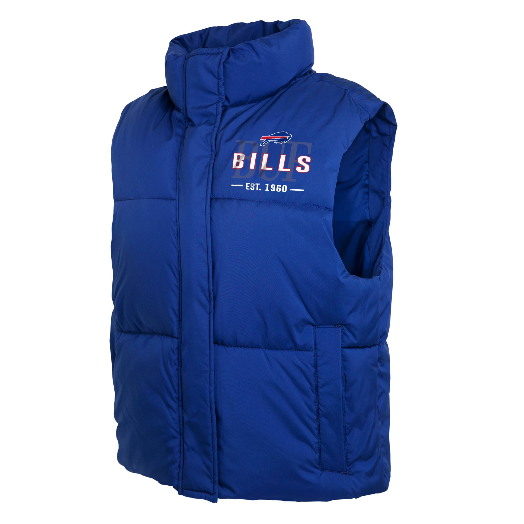 Gilet sans manches court zippé Royal Buffalo Bills de la collection femme WEAR by Erin Andrews