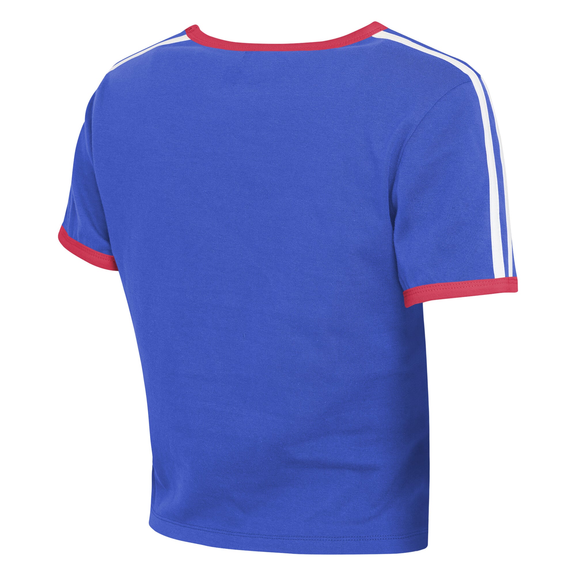 Women's WEAR by Erin Andrews Royal Buffalo Bills Cropped Throwback Ringer Baby T-Shirt