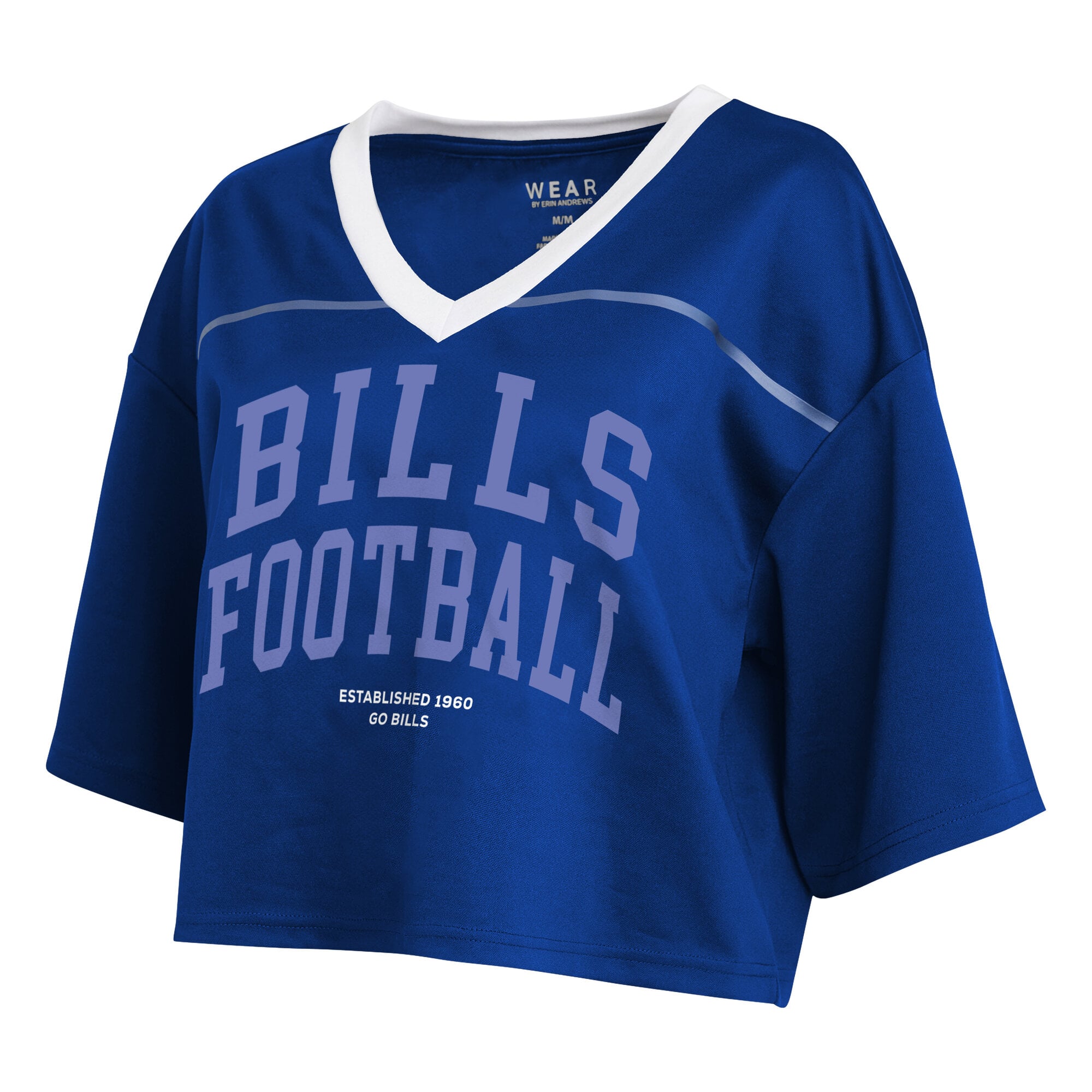 Women's WEAR by Erin Andrews Royal Buffalo Bills Cropped V-Neck Jersey T-Shirt