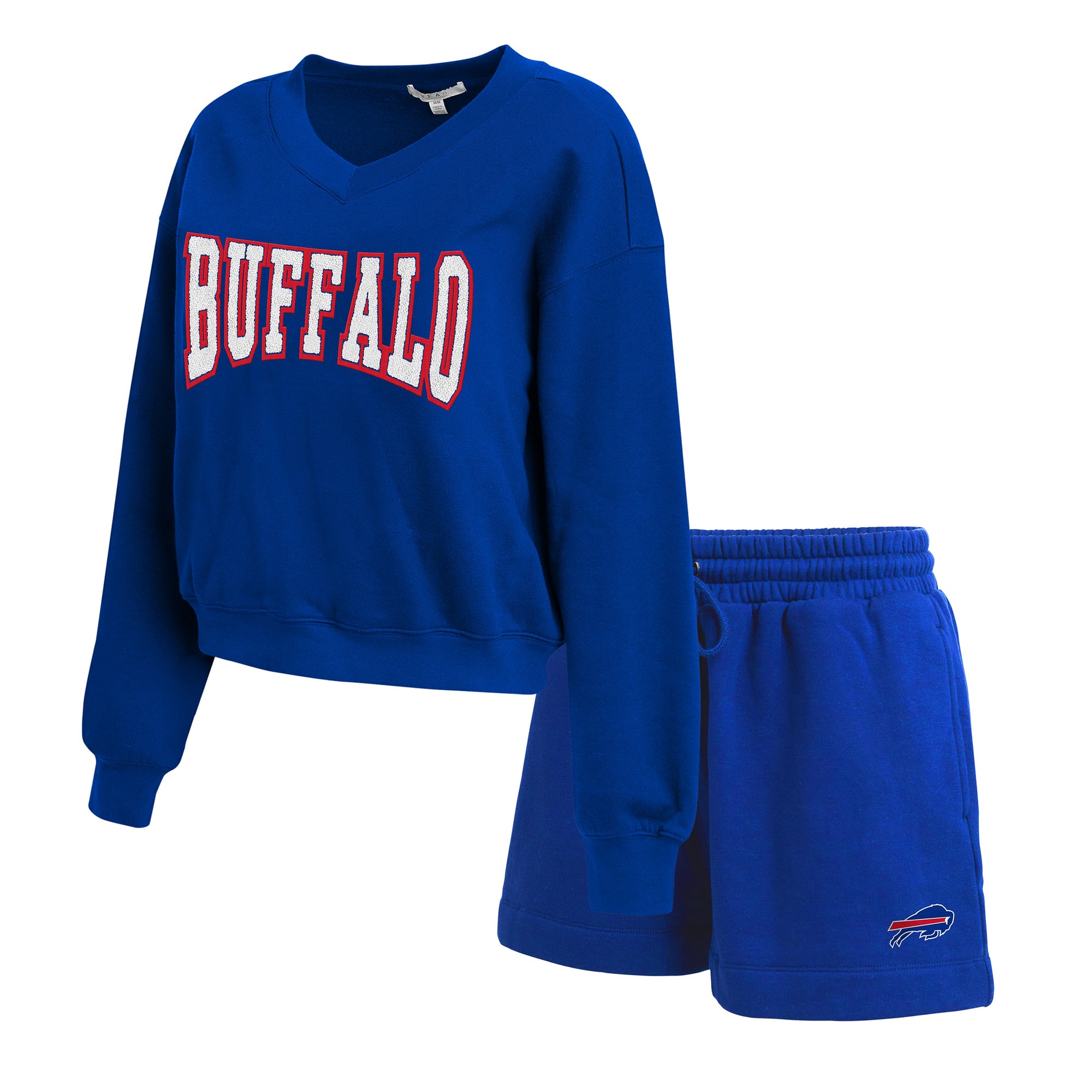 Women's WEAR by Erin Andrews Royal Buffalo Bills Fleece V-Neck Lounge Set