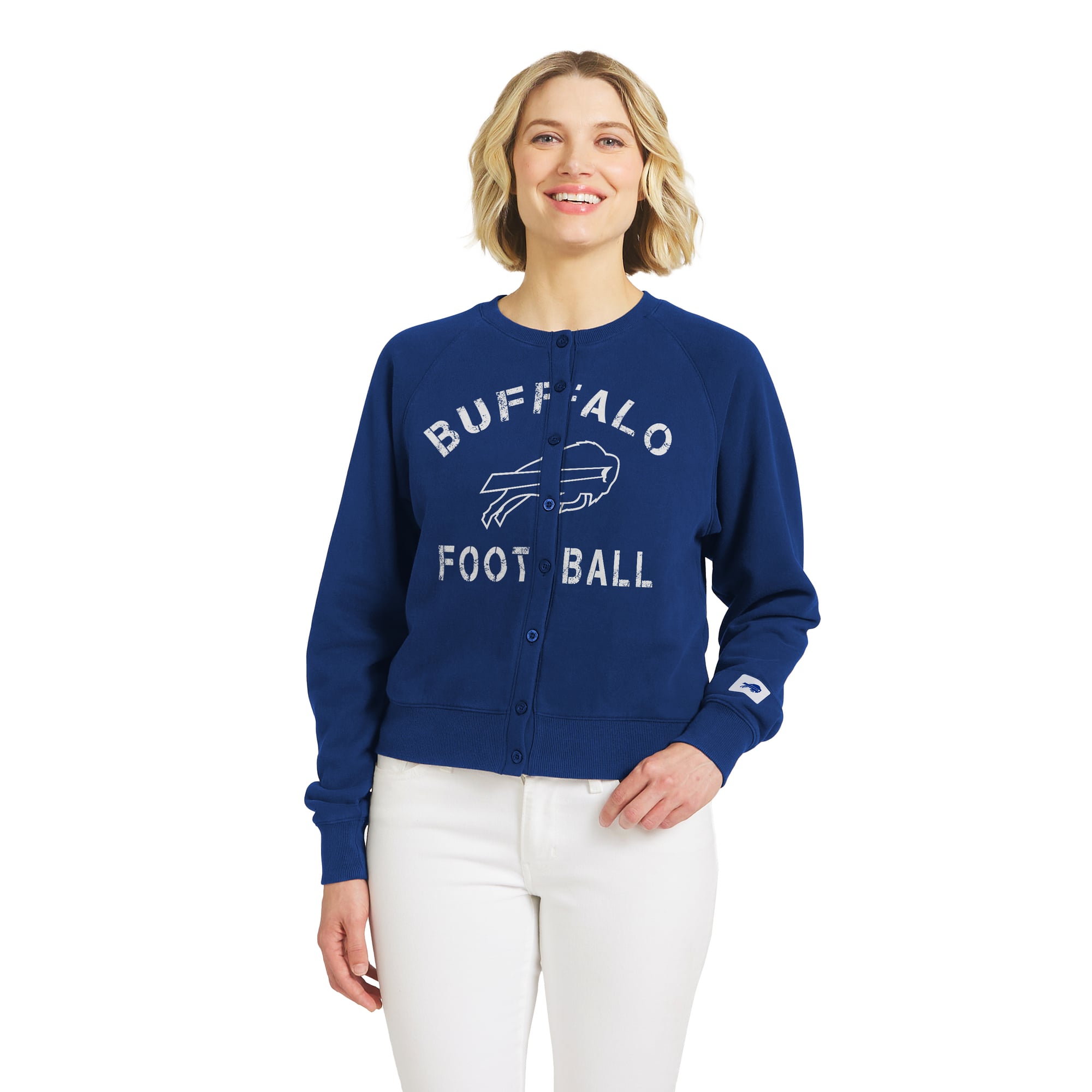 Gilet cardigan chiné Royal Buffalo Bills pour femme de la marque WEAR by Erin Andrews