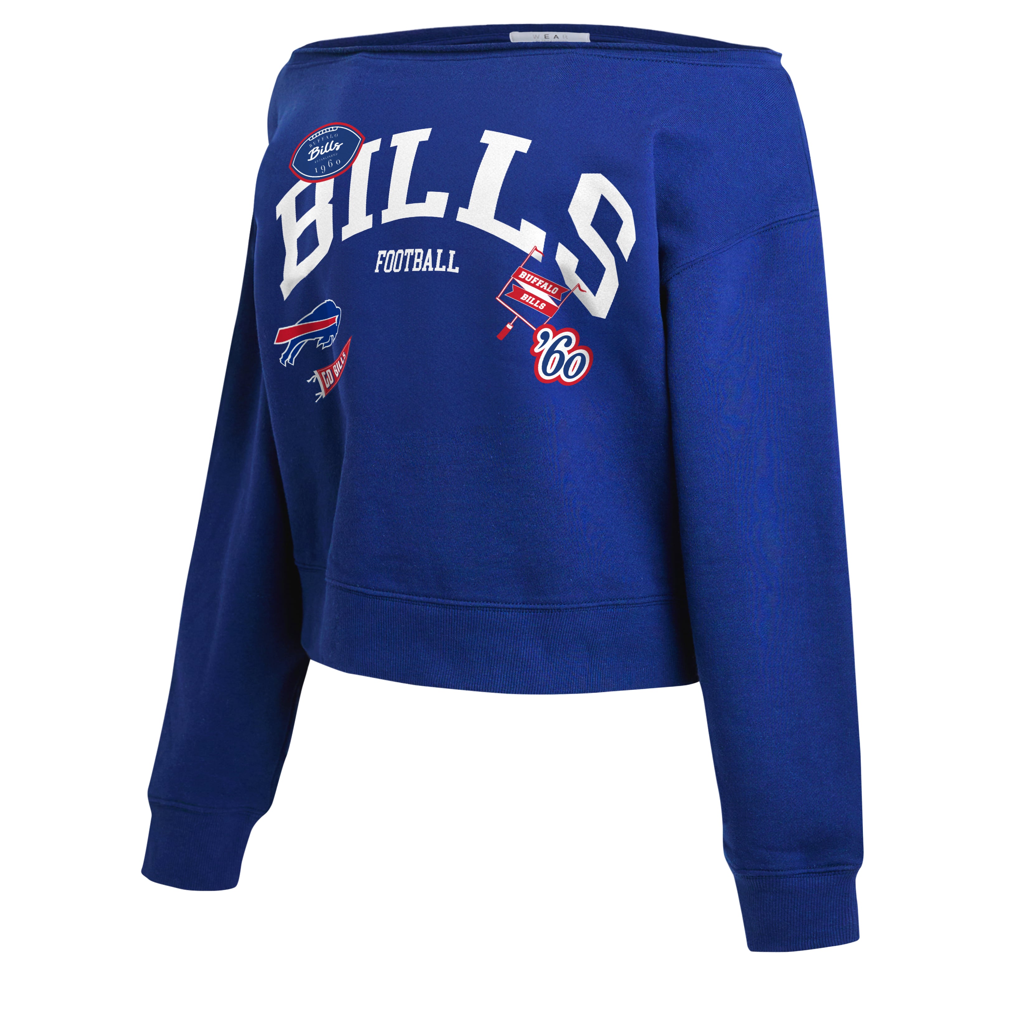 Women's WEAR by Erin Andrews Royal Buffalo Bills Off-the-Shoulder Sweatshirt
