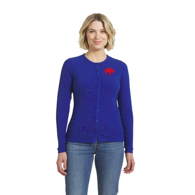  Buffalo Bills WEAR by Erin Andrews Women's Ribbed Full-Button Cardigan Sweater - Royal
