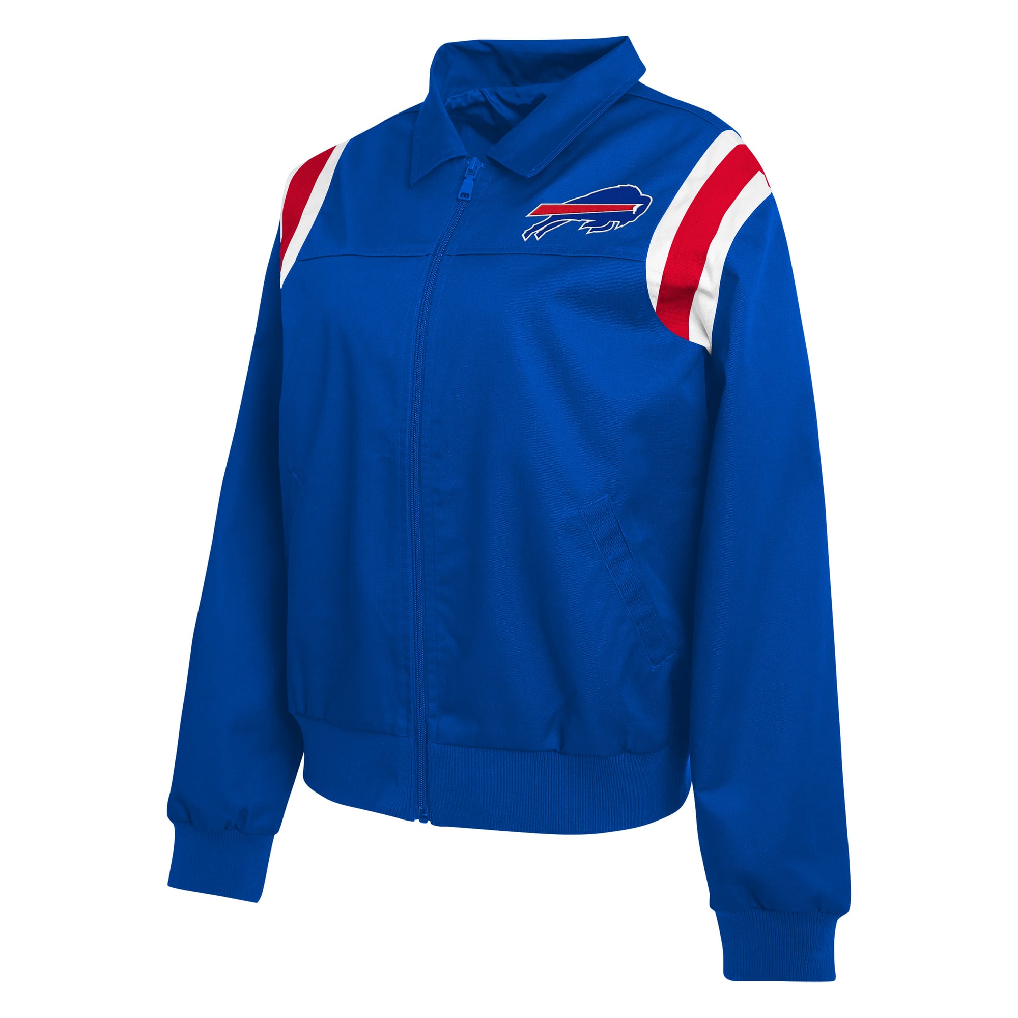 Veste zippée intégrale en sergé à rayures sur les épaules, modèle Royal Buffalo Bills, de la collection WEAR by Erin Andrews pour femmes
