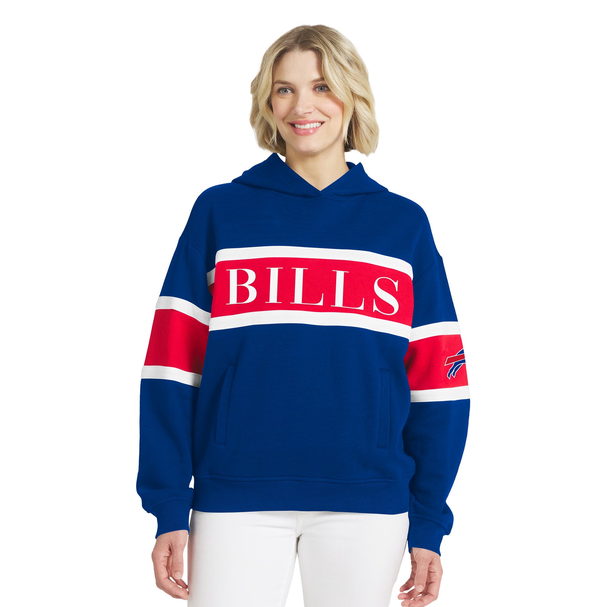 Sweat à capuche rayé Royal Buffalo Bills pour femme de la marque WEAR by Erin Andrews