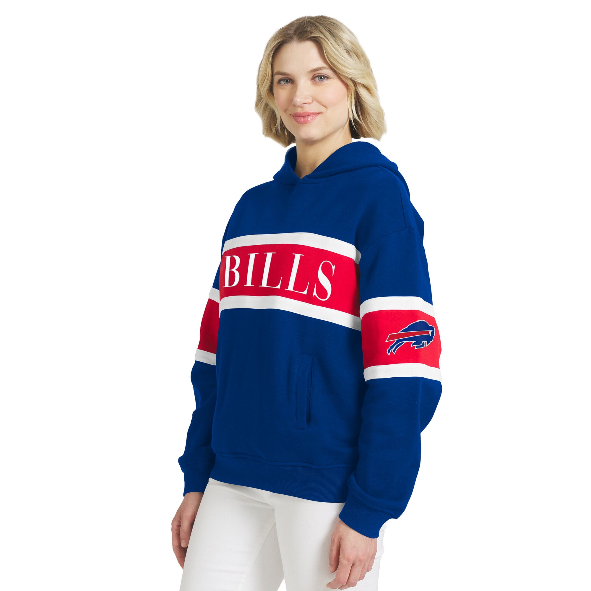 Sweat à capuche rayé Royal Buffalo Bills pour femme de la marque WEAR by Erin Andrews