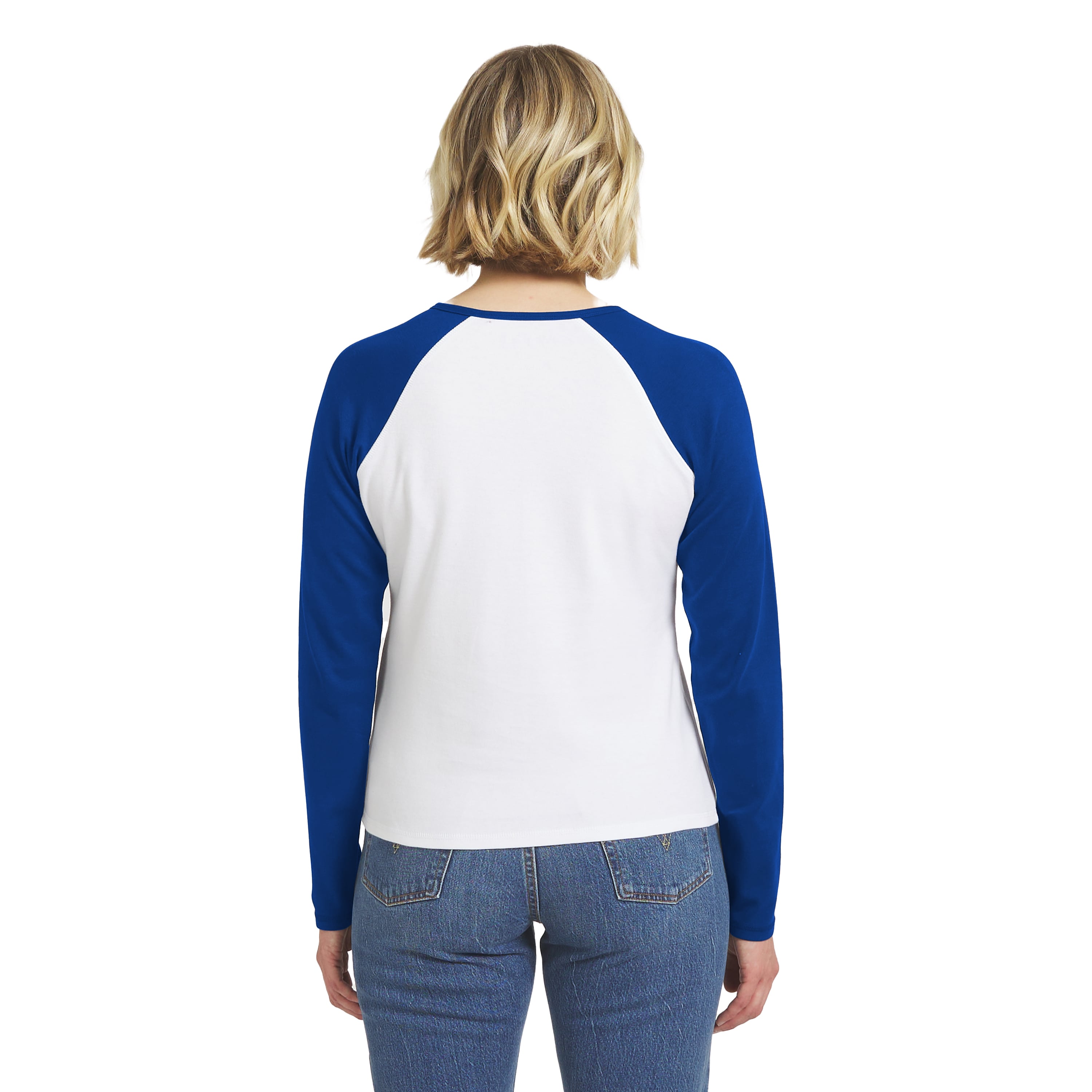 Women's WEAR by Erin Andrews White/Royal Buffalo Bills Henley Long Sleeve Raglan T-Shirt