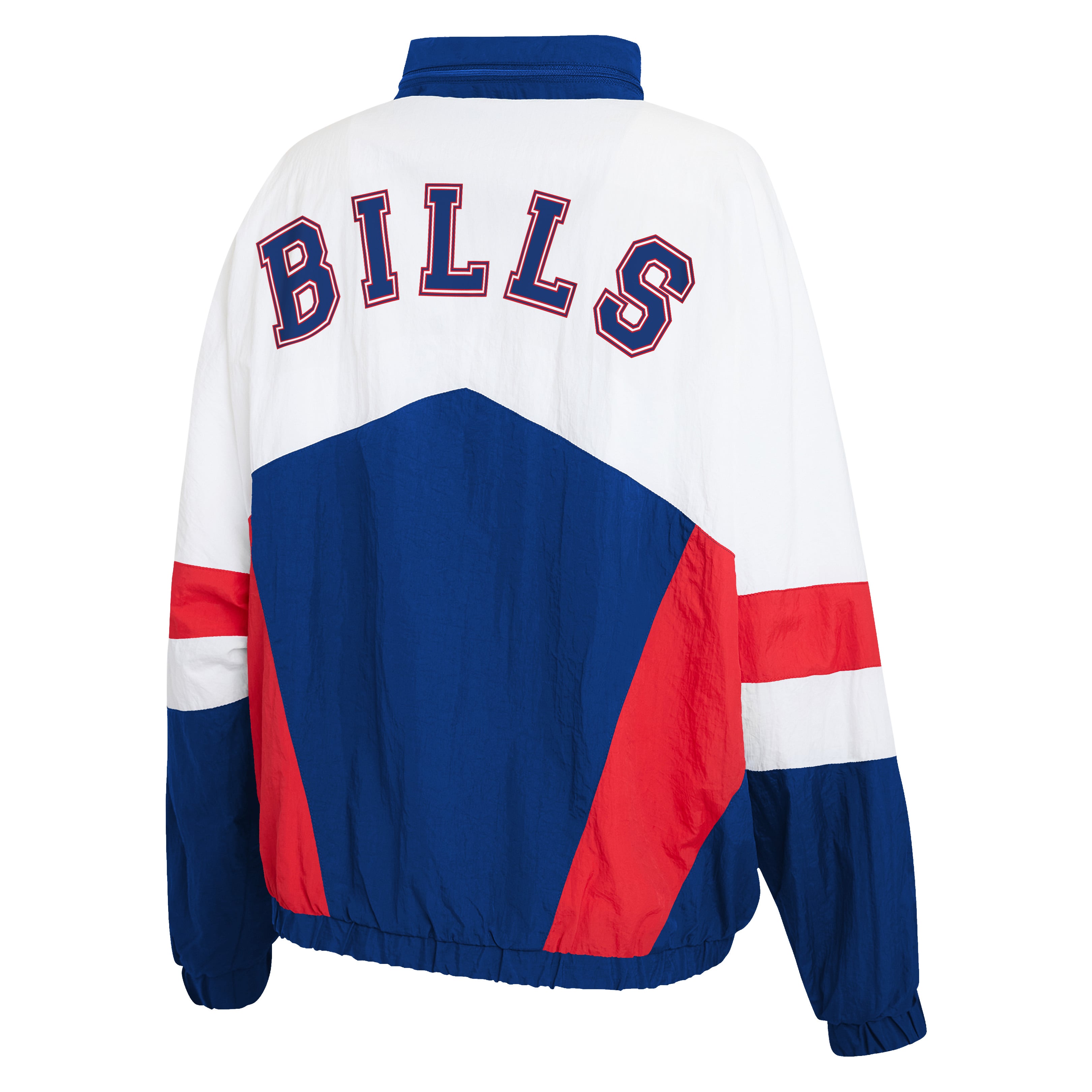 Women's WEAR by Erin Andrews White/Royal Buffalo Bills Throwback Crinkle Full-Snap Hooded Windbreaker Jacket
