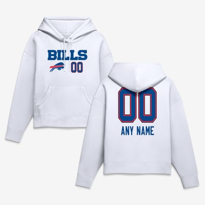 Buffalo Bills Women's Touchdown Wordmark Personalized Name & Number Hoodie - White