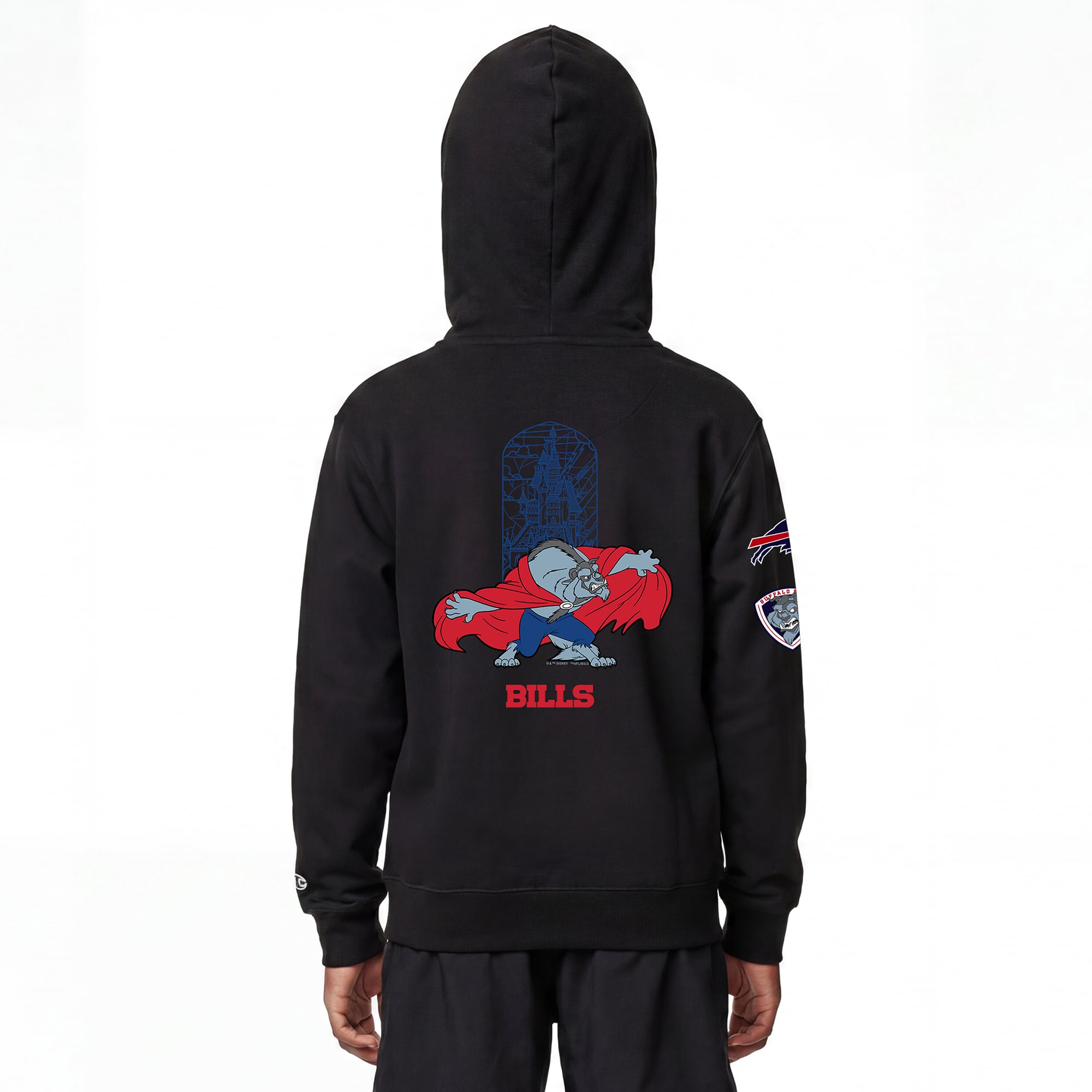 Youth Disney x Champion Black Buffalo Bills Beast Full-Zip Hoodie