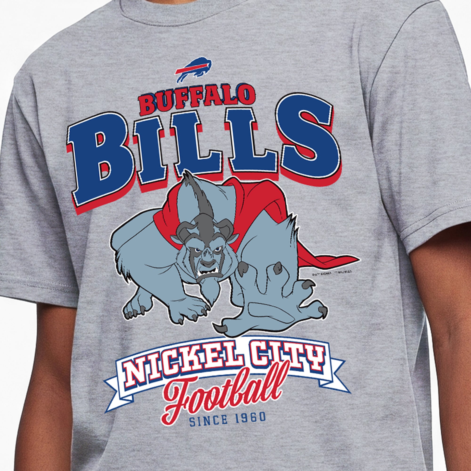 Youth Disney x Champion Heather Gray Buffalo Bills Beast T-Shirt