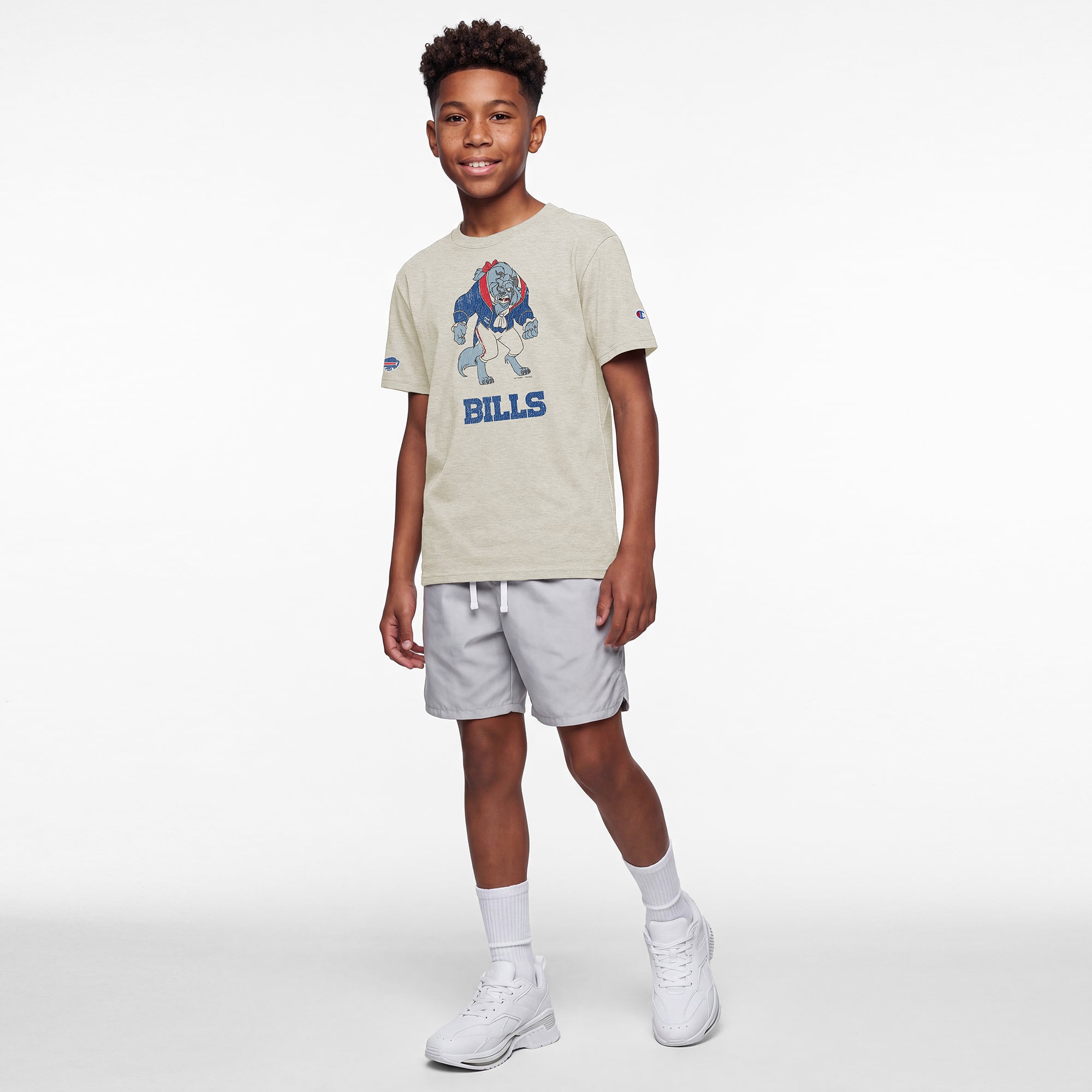 Youth Disney x Champion Oatmeal Buffalo Bills Beast T-Shirt
