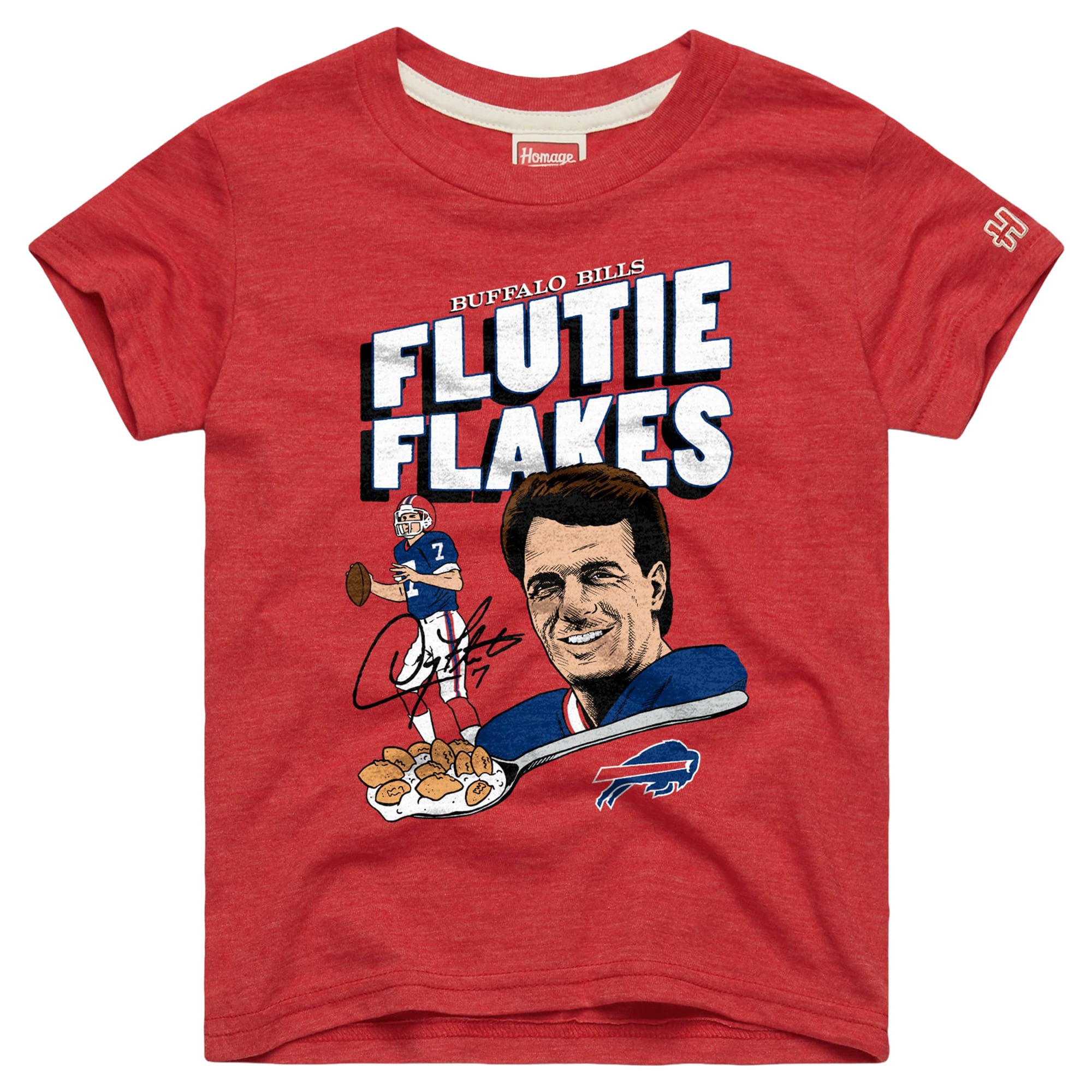 T-shirt rouge hommage à Doug Flutie des Buffalo Bills, légendes retraitées, pour jeunes