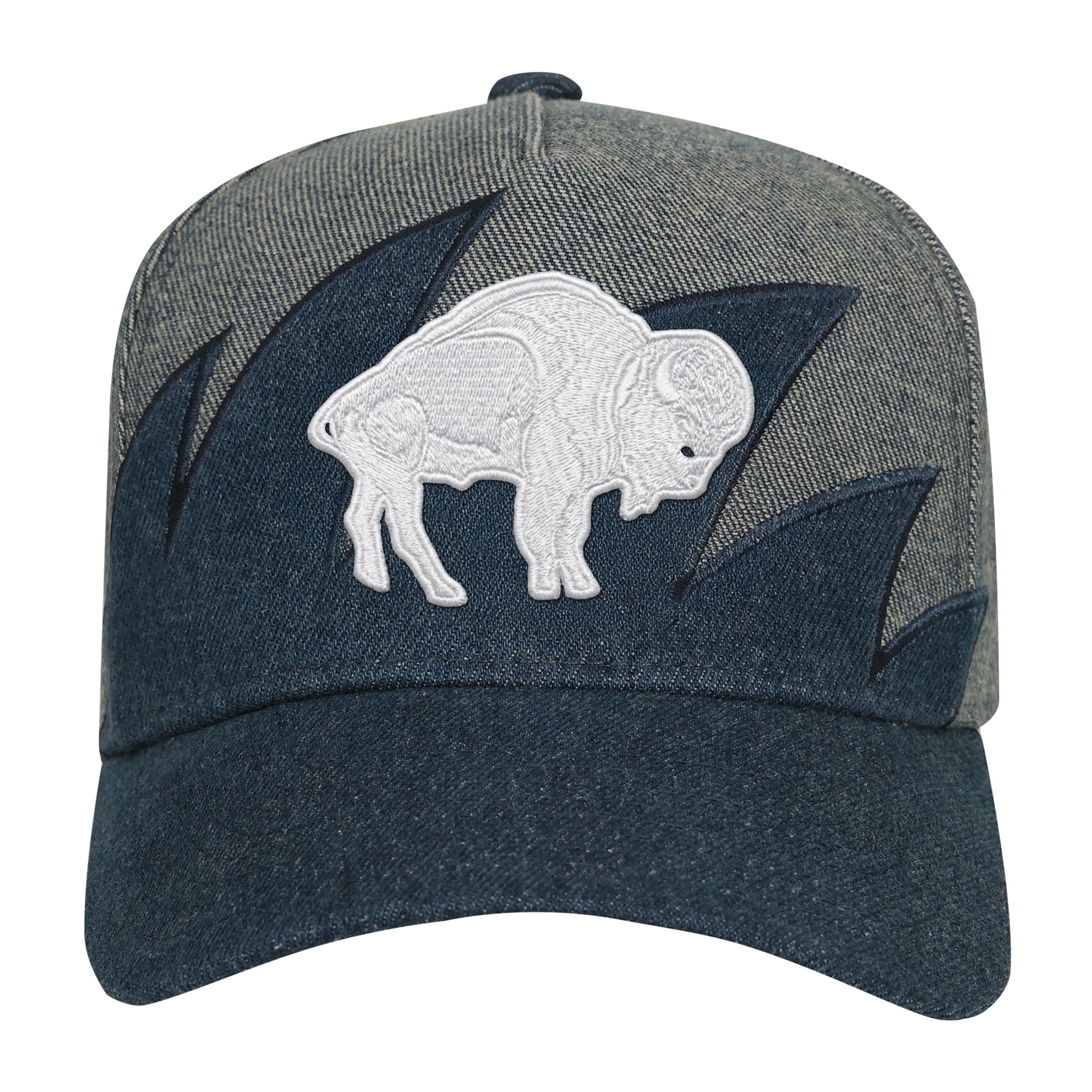 Youth Mitchell & Ness Denim Buffalo Bills Sharktooth Pro Pinch Snapback Hat