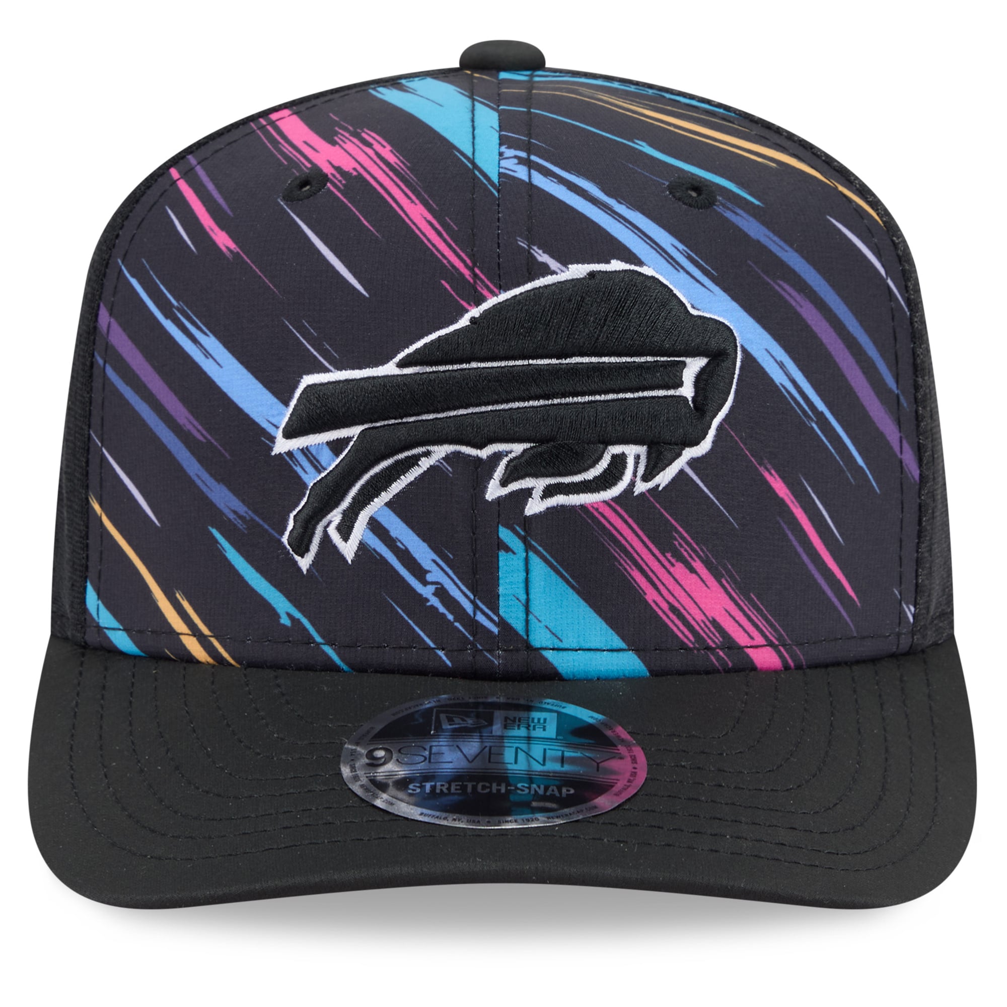 Youth New Era Black Buffalo Bills 2026 NFL Crucial Catch 9SEVENTY Adjustable Trucker Hat