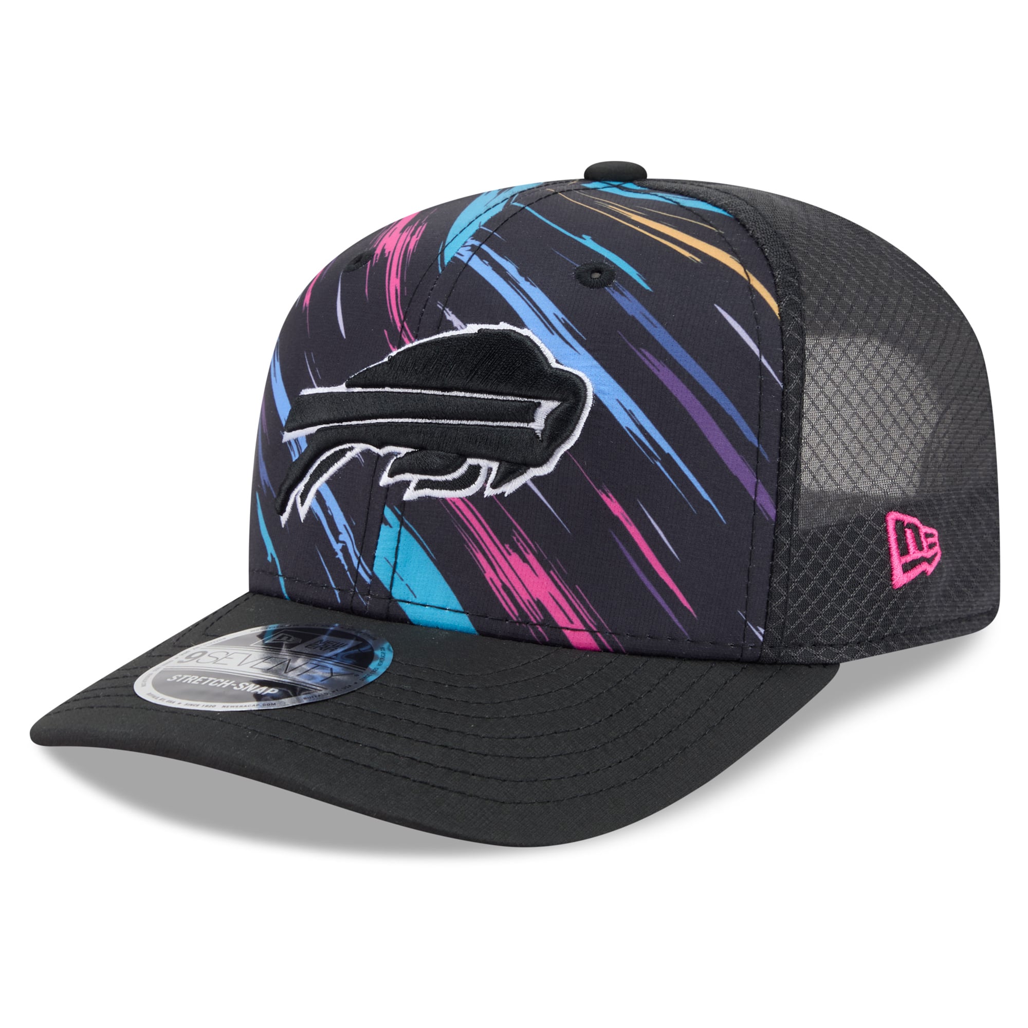 Youth New Era Black Buffalo Bills 2026 NFL Crucial Catch 9SEVENTY Adjustable Trucker Hat